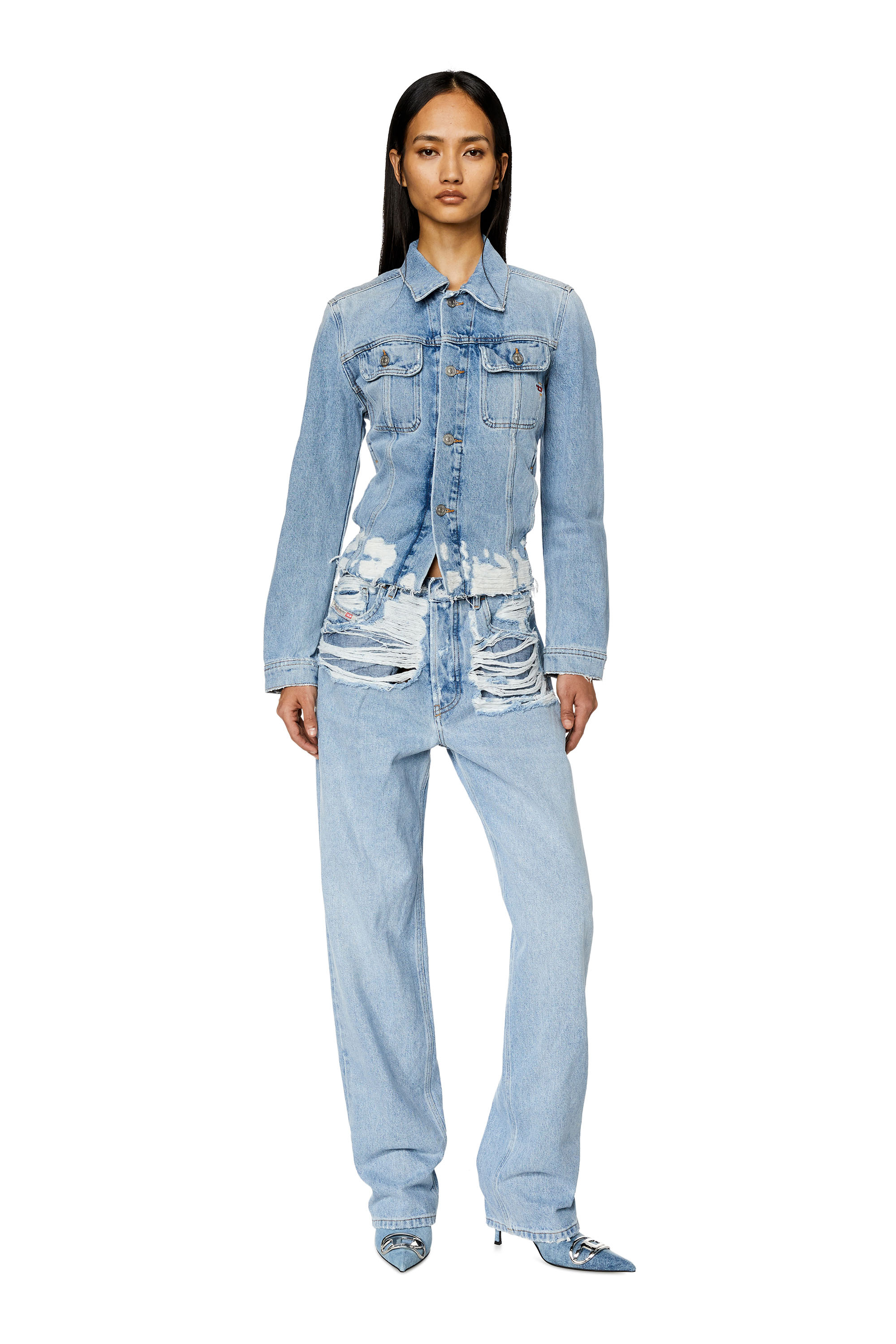 Diesel - Woman Straight Jeans D-Ark 007S3, Light Blue - Image 1