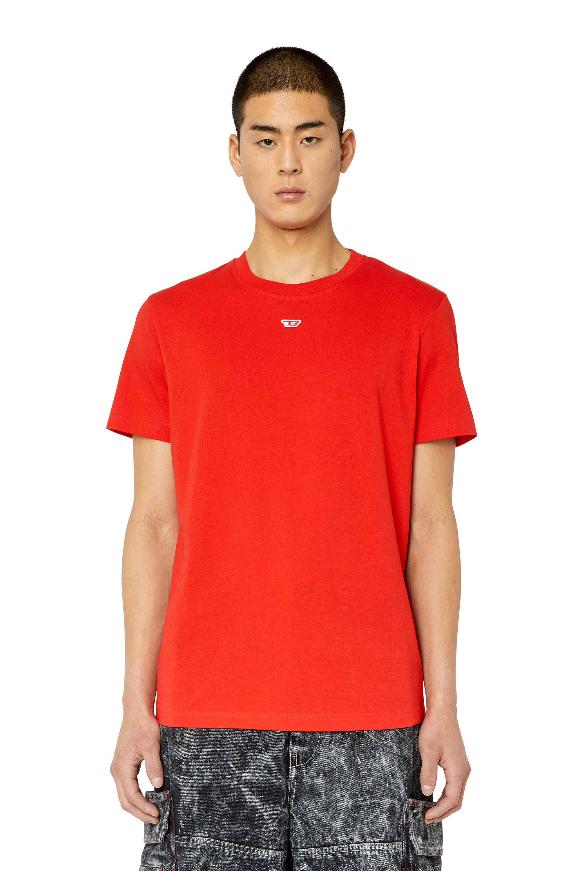Diesel - T-DIEGOR-D, Man T-shirt with D patch in Red - Image 1