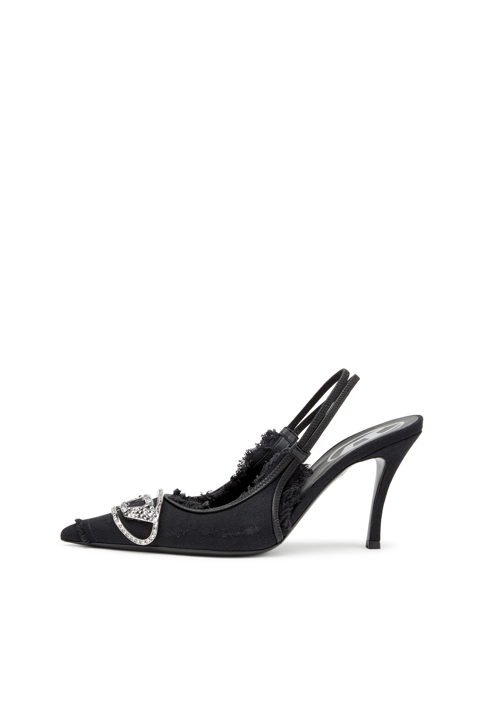 Diesel - D-VENUS SB, Woman's D-Venus-Slingback pumps in distressed canvas in Black - 6