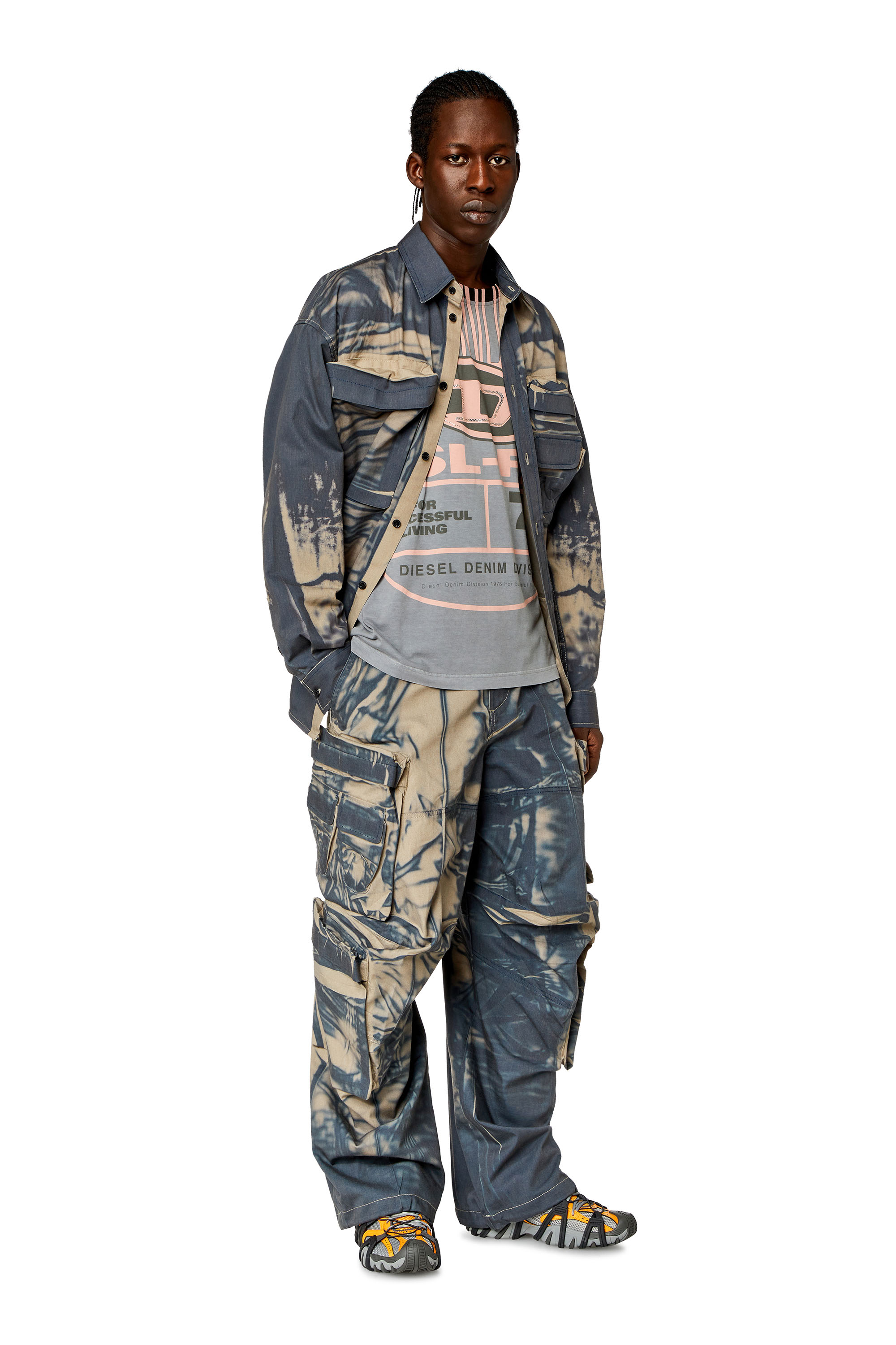 Diesel - P-HUGH, Man Cargo pants with creased-effect print in Multicolor - Image 2