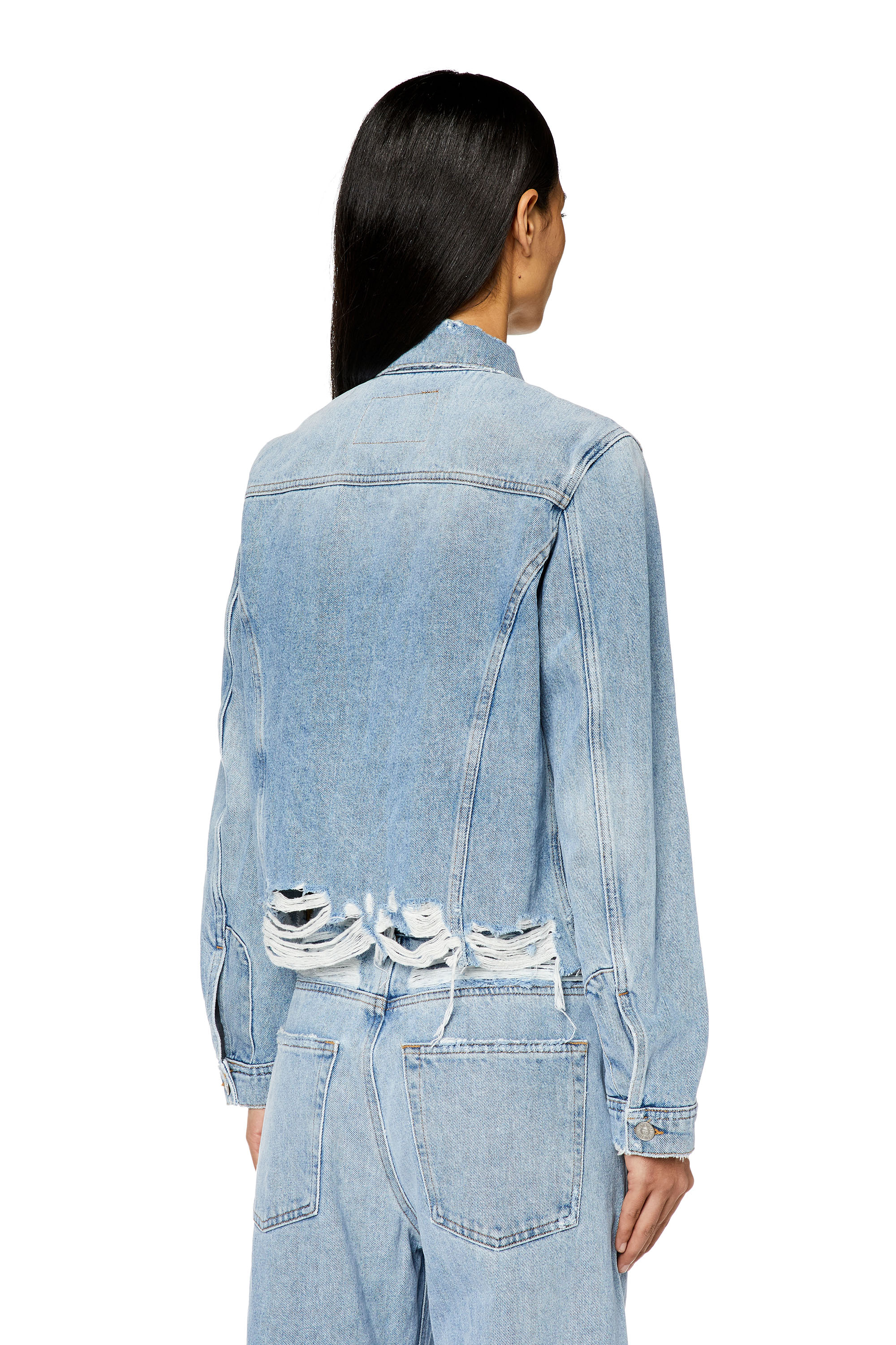 Diesel - DE-BONNY-S3, Woman Trucker jacket in destroyed denim in Blue - Image 3