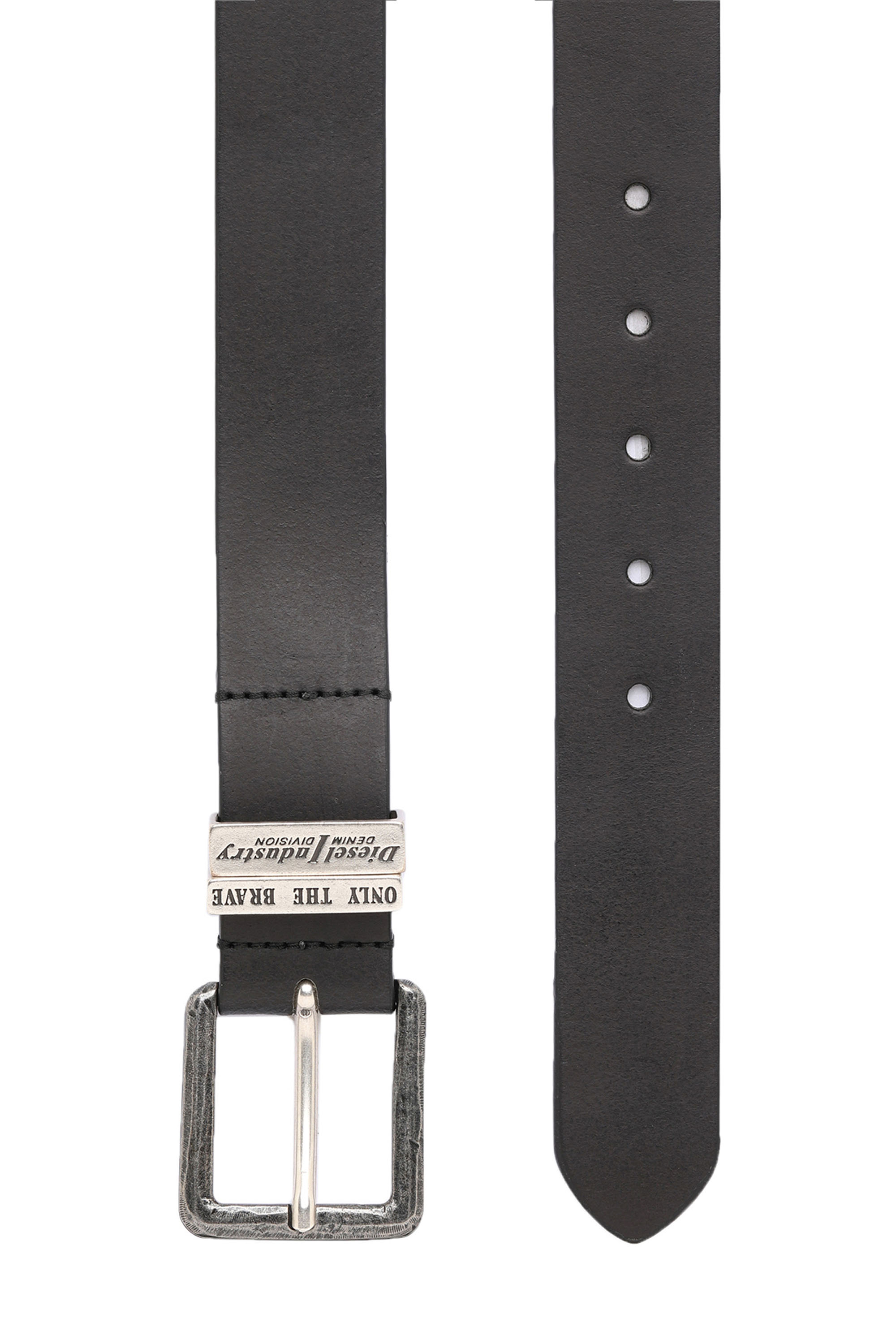 Diesel - B-GUARANTEE-A, Man Leather belt with burnished hardware in Black - Image 2