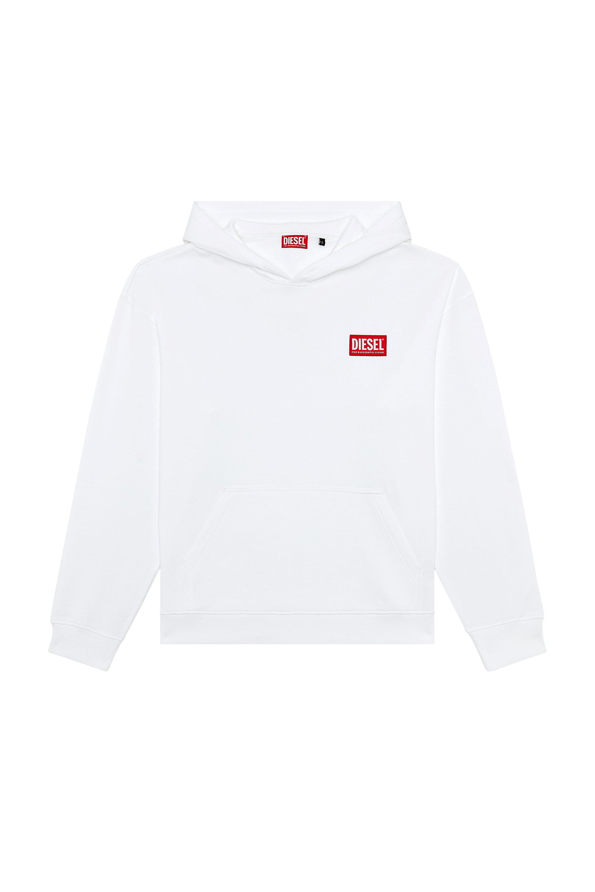 Diesel - S-NLABEL-HOOD-L1, Man Oversized hoodie with logo patch in White - Image 3