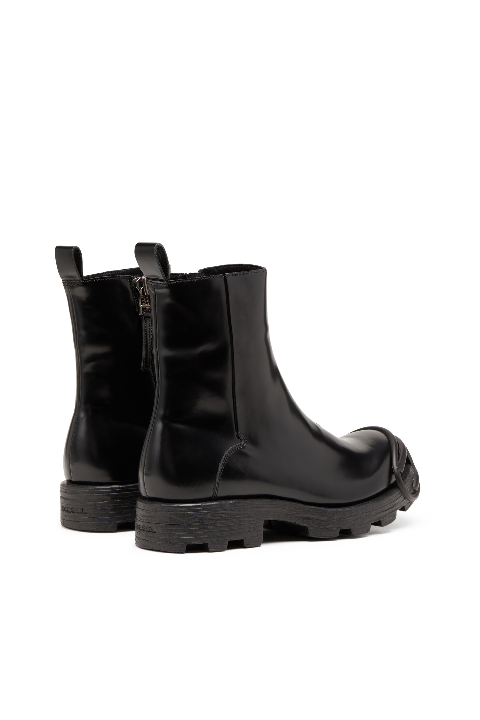 Diesel - D-HAMMER BT ZIP D, Man D-Hammer-Leather Chelsea boots with Oval D toe caps in Black - Image 3