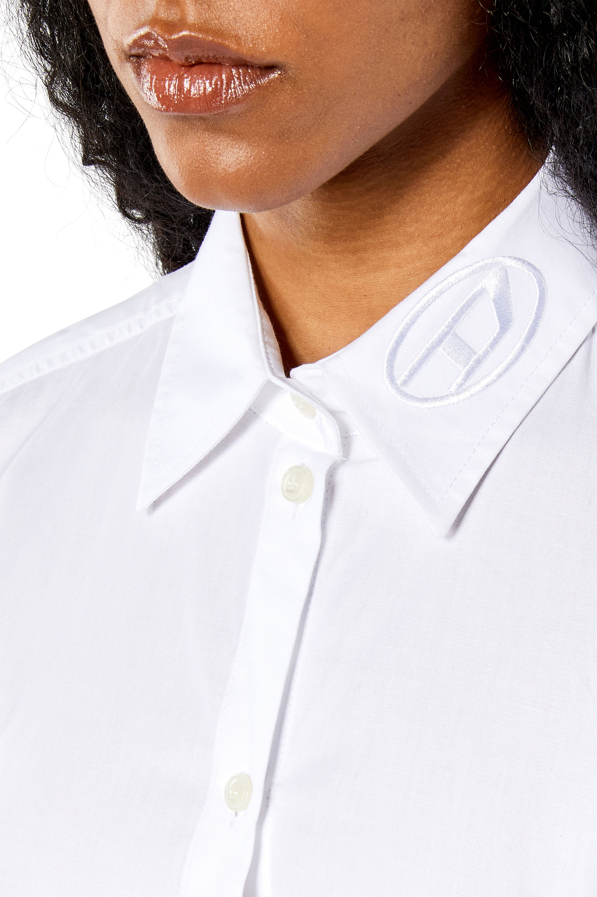 Diesel - C-GIS, Woman Poplin shirt with tonal D embroidery in White - Image 5