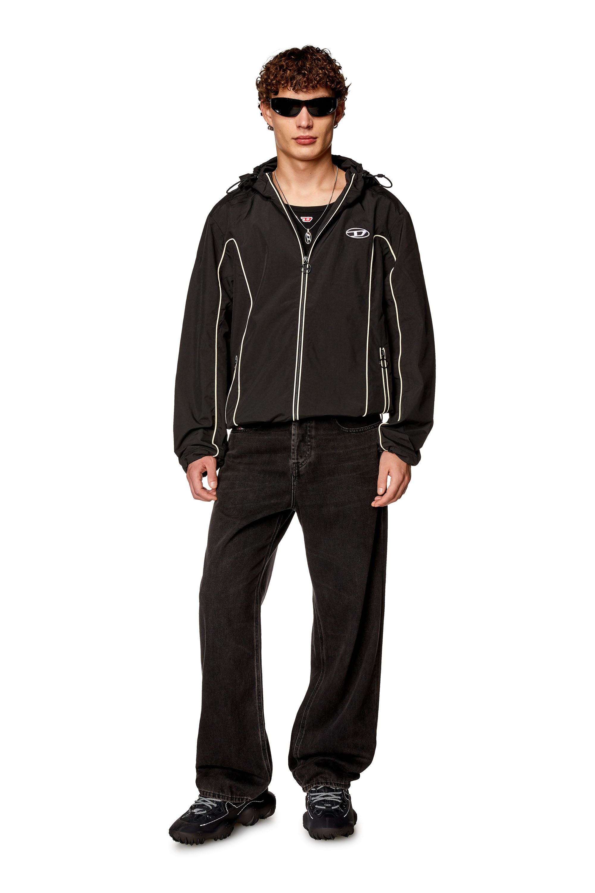 Diesel - J-HIVES, Man Windbreaker with contrast piping in Black - Image 2