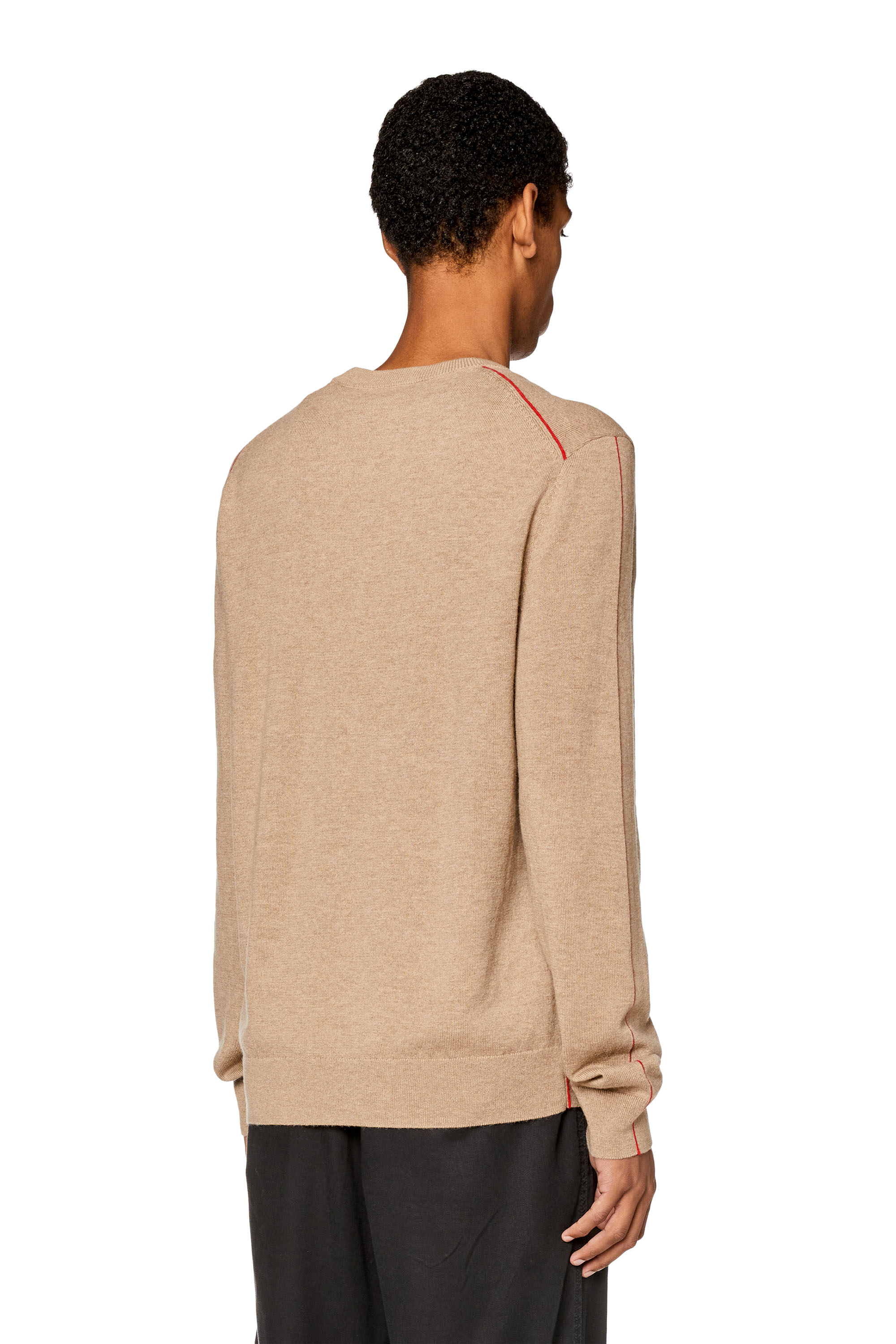 Diesel - K-VROMO, Man Jumper with contrast piping in Brown - Image 4