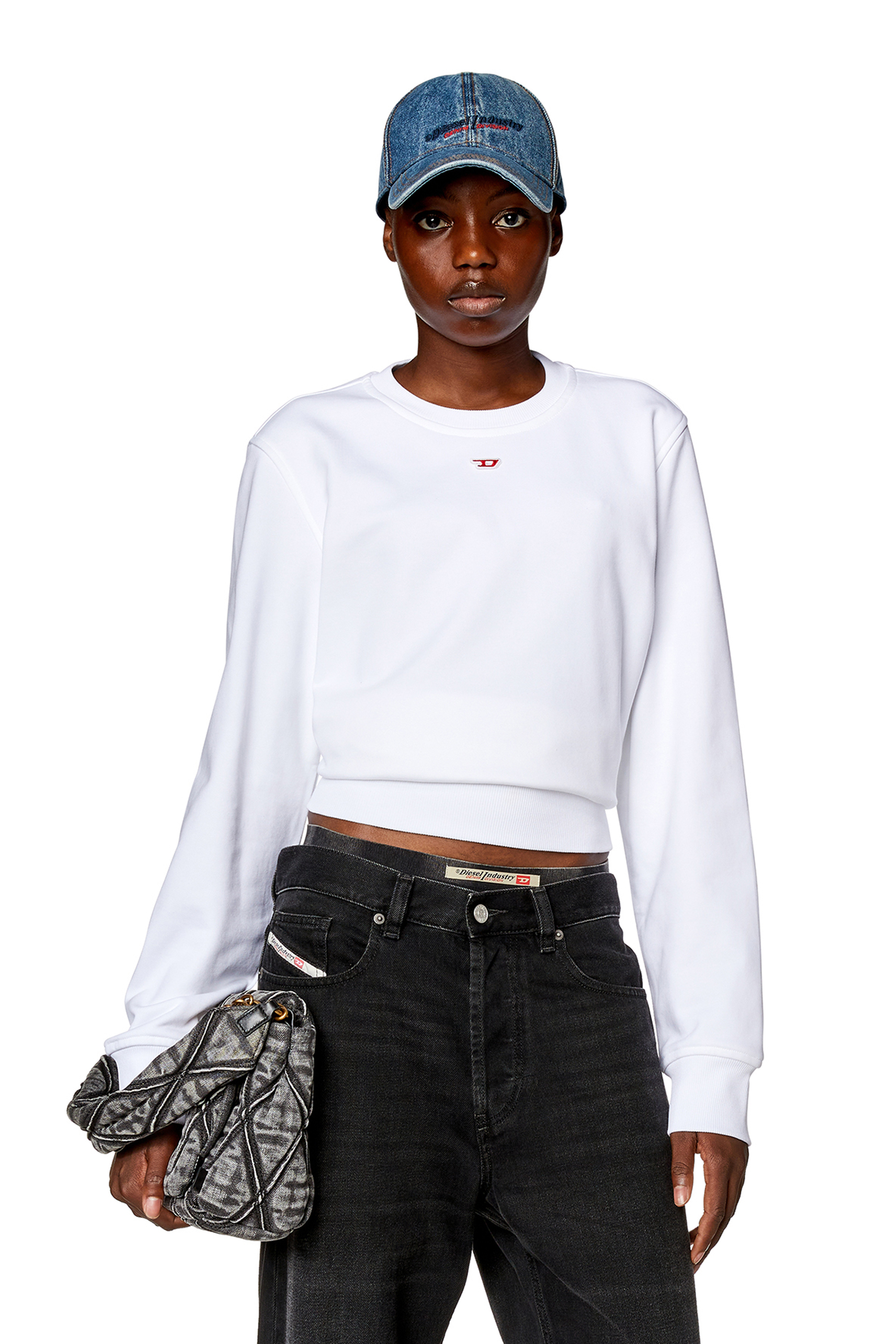 Diesel - S-GINN-D, Woman Sweatshirt with D logo in White - Image 1