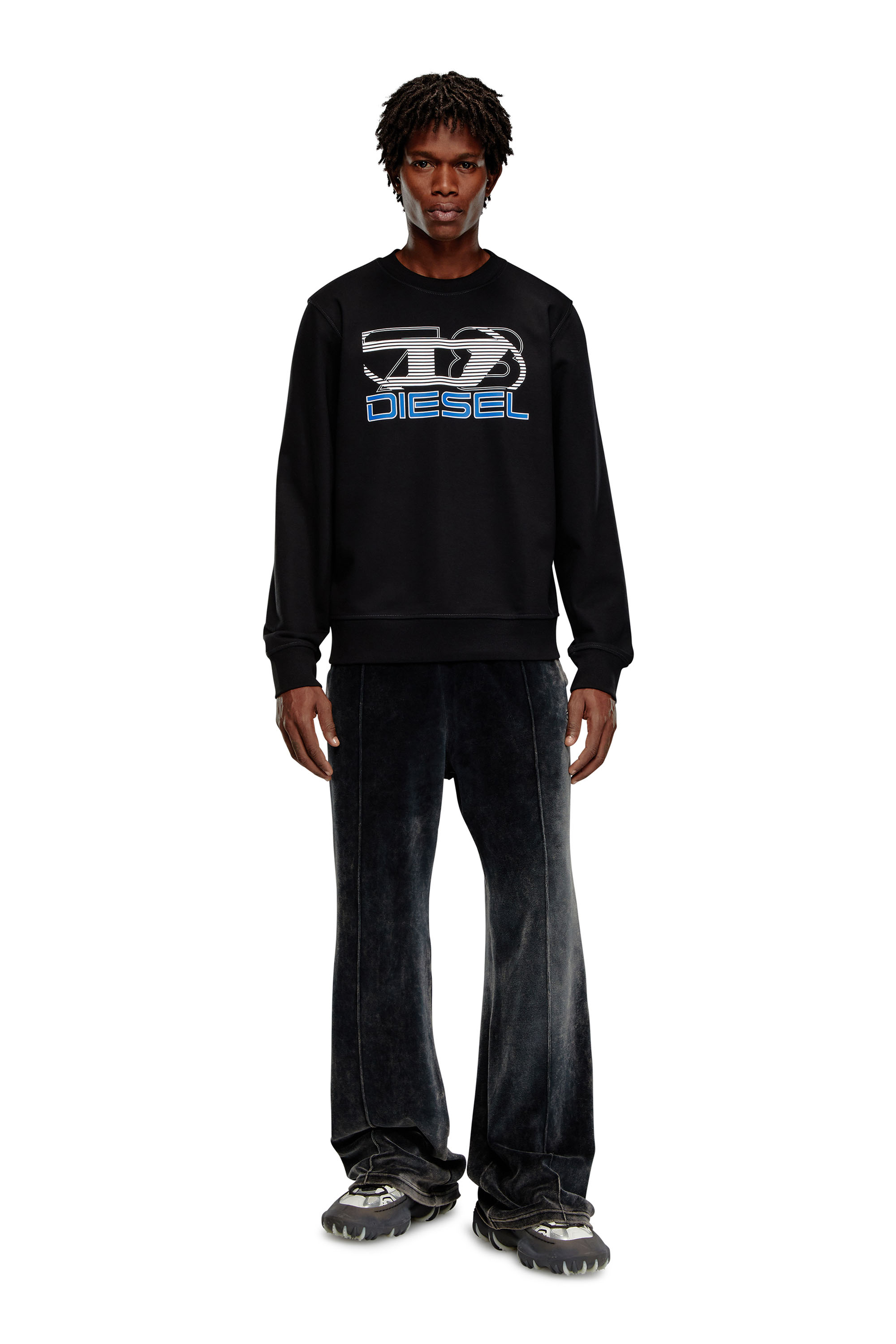 Diesel - S-GINN-K43, Man Sweatshirt with logo print in Black - Image 2