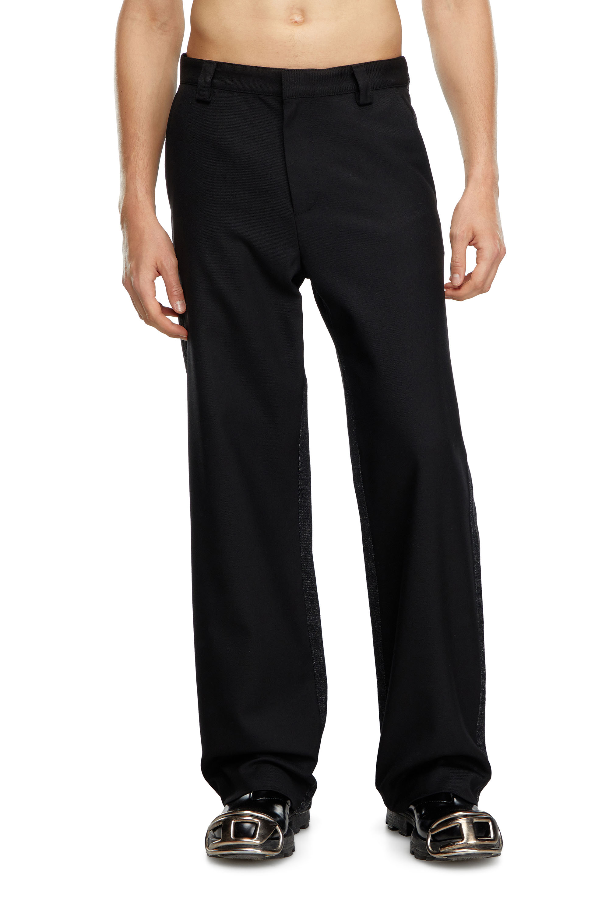 Diesel - P-WIRE-B, Man Hybrid pants in twill and denim in Black - Image 1