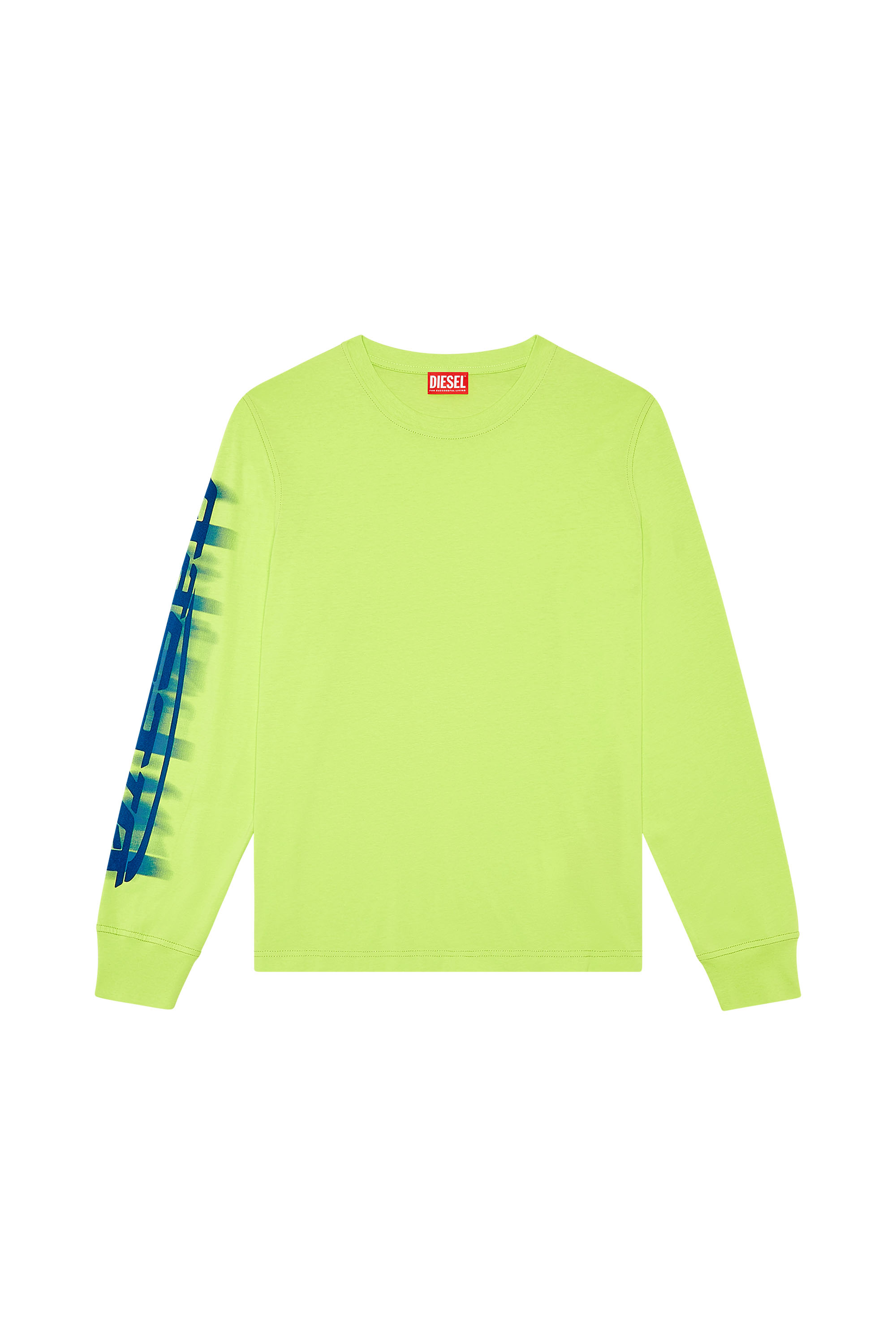 Diesel - T-JUST-LS-SLITS-N2, Man Long-sleeve T-shirt with blurry Diesel print in Green - Image 3