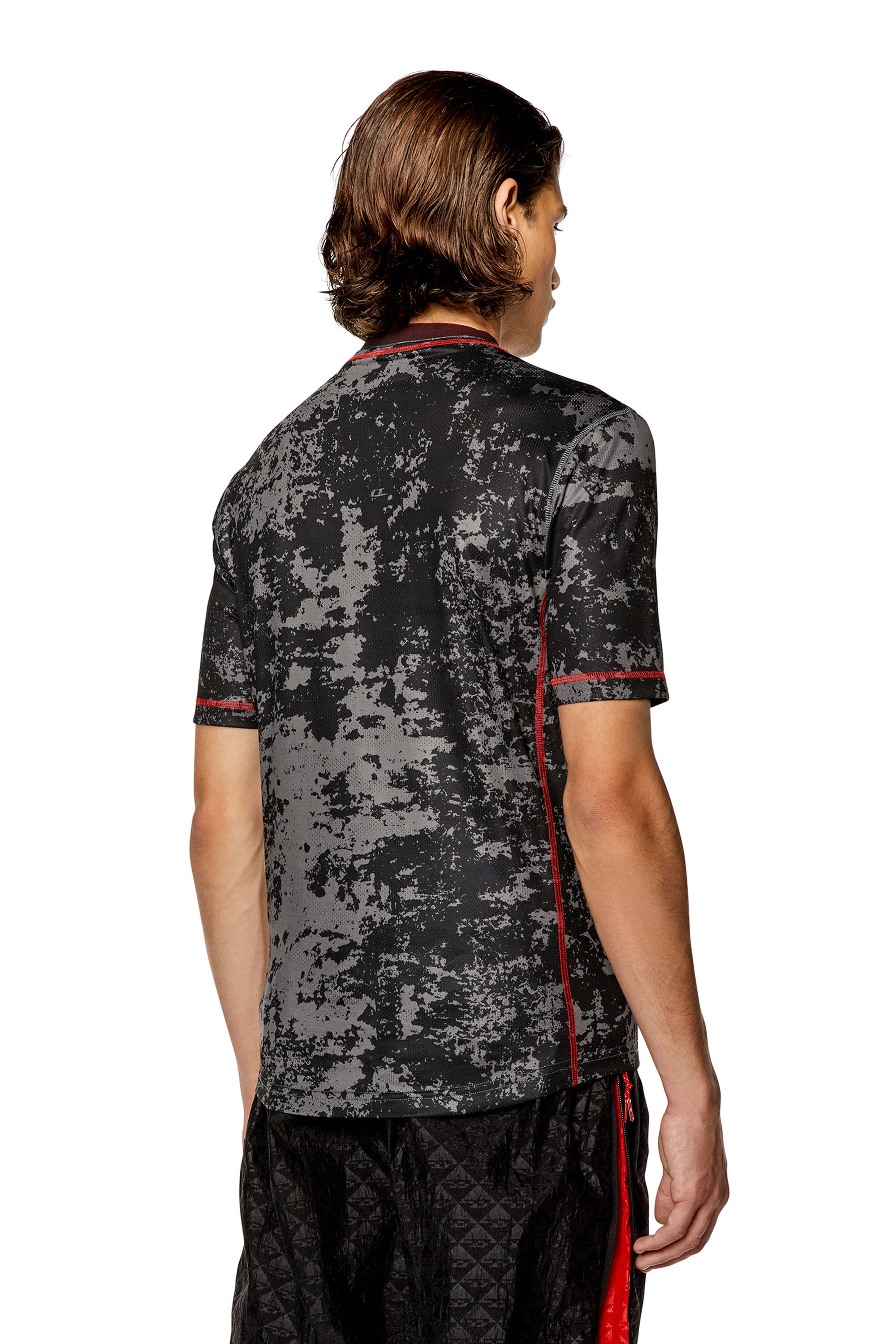 Diesel - AMTEE-GAEL-WT28, Man Camo-jacquard T-shirt with cloudy print in Black - Image 3