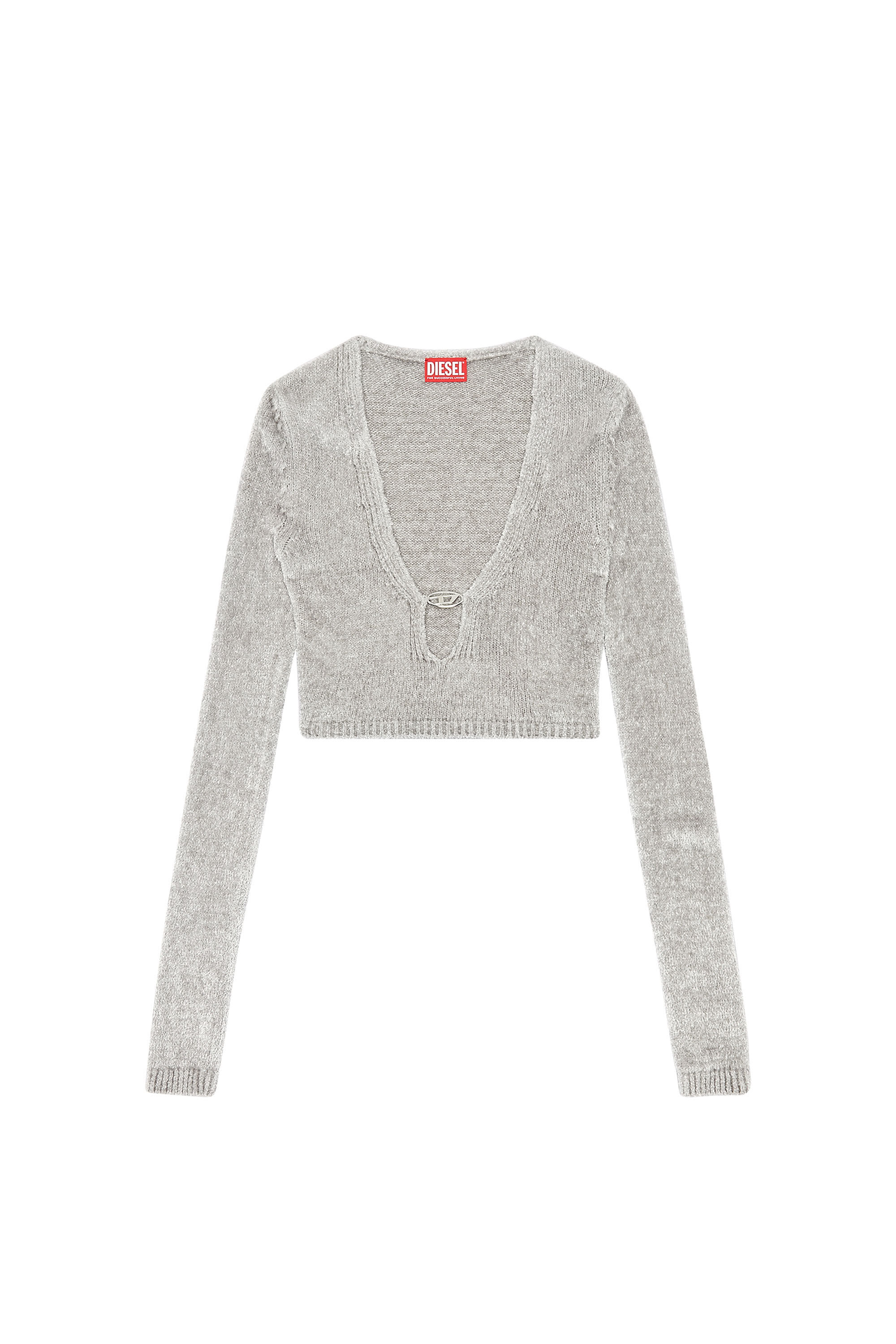 Diesel - M-CHERYL, Woman Cropped chenille jumper in Grey - Image 2