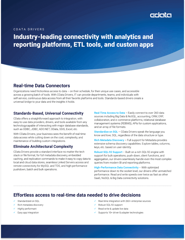 CData Drivers Datasheet