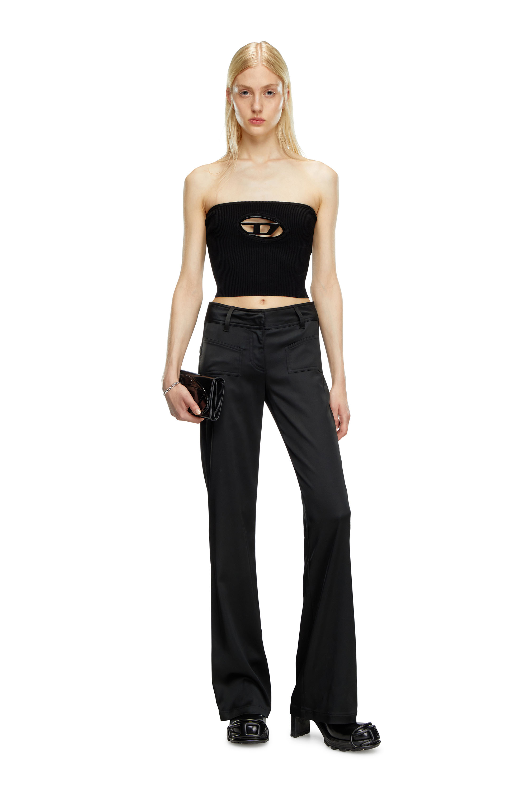 Diesel - M-CLARKSVILLE-A, Femme Top bandeau avec plaque oval D in Noir - Image 2