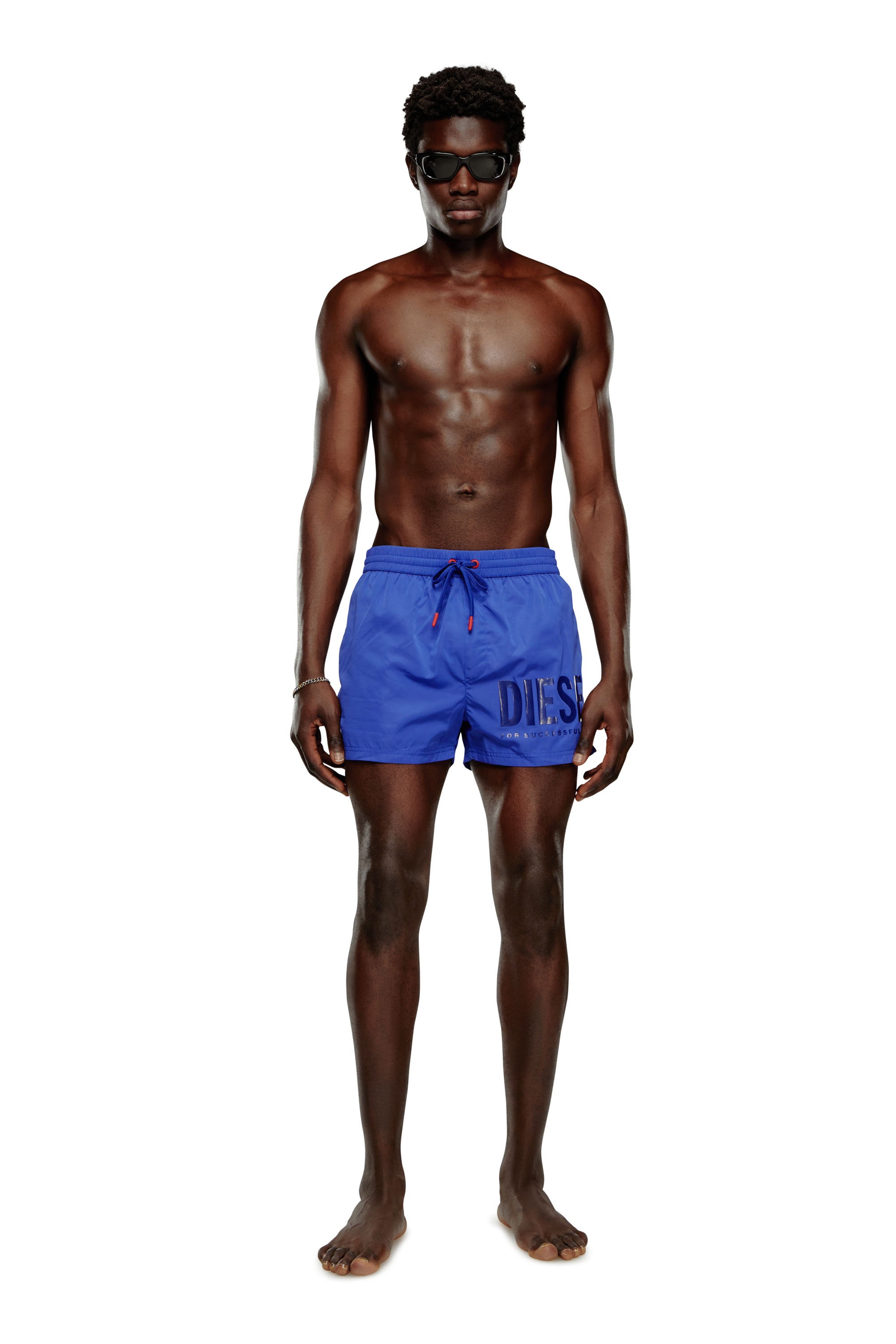 Diesel - BMBX-MARIO-34, Man Swim shorts with tonal logo in Blue - Image 1