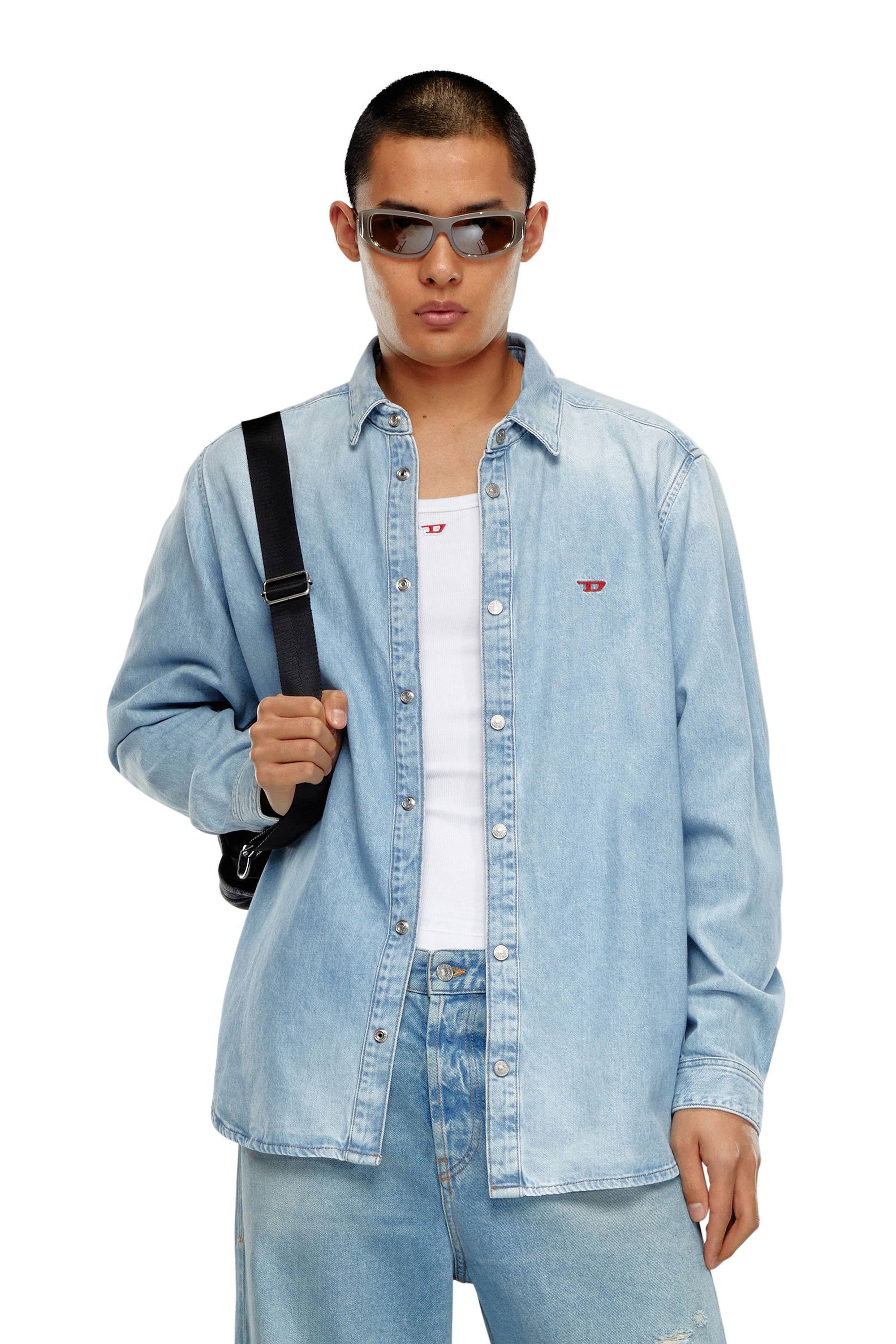 Diesel - D-SIMPLY, Man's Shirt in denim in Light Blue - 1