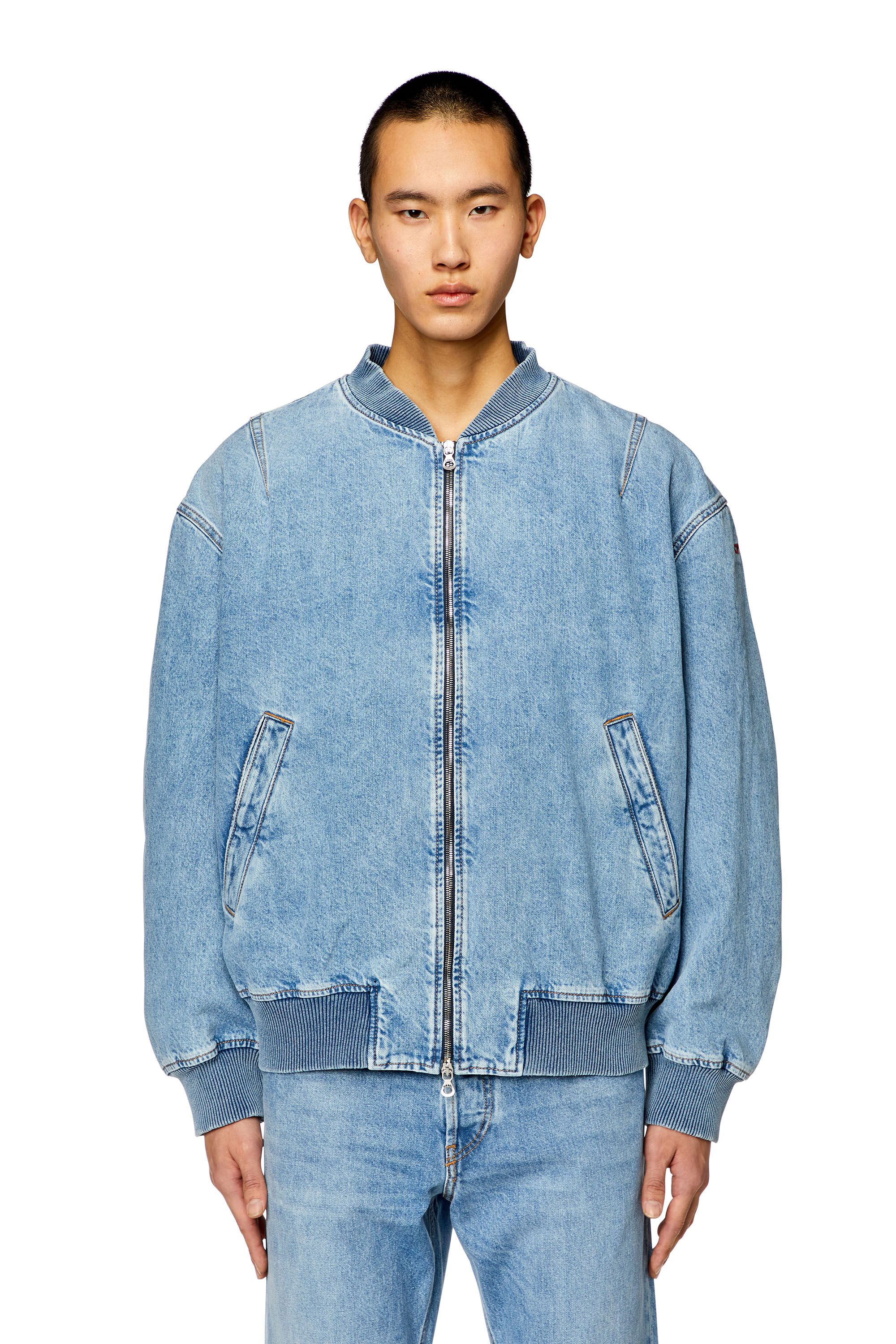 Diesel - D-VINZ, Man's Bomber jacket in denim in Light Blue - 6