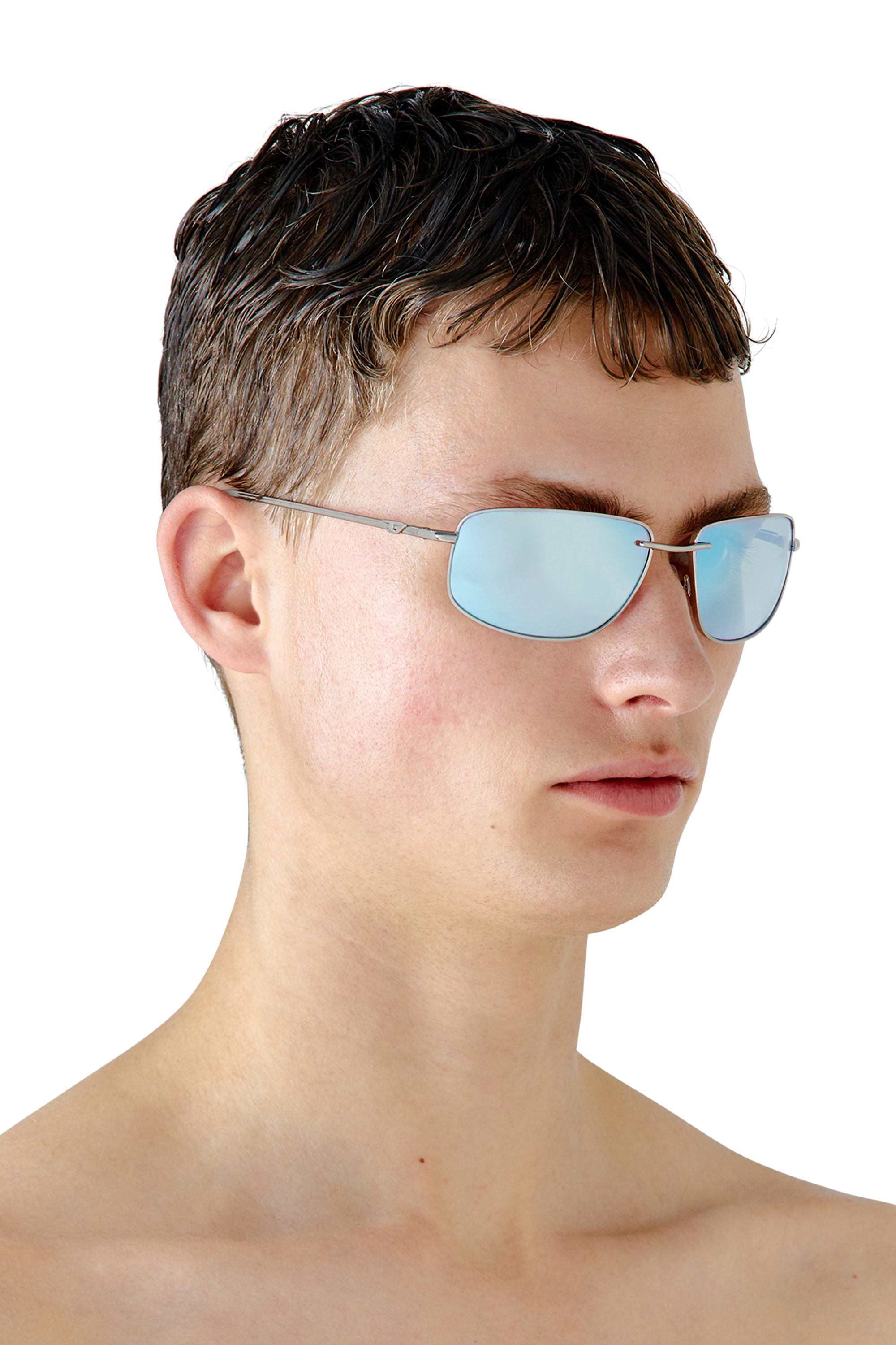 Diesel - 0DL1005, Mixte Lunettes de soleil en métal de forme Racer in Gris argenté - Image 5