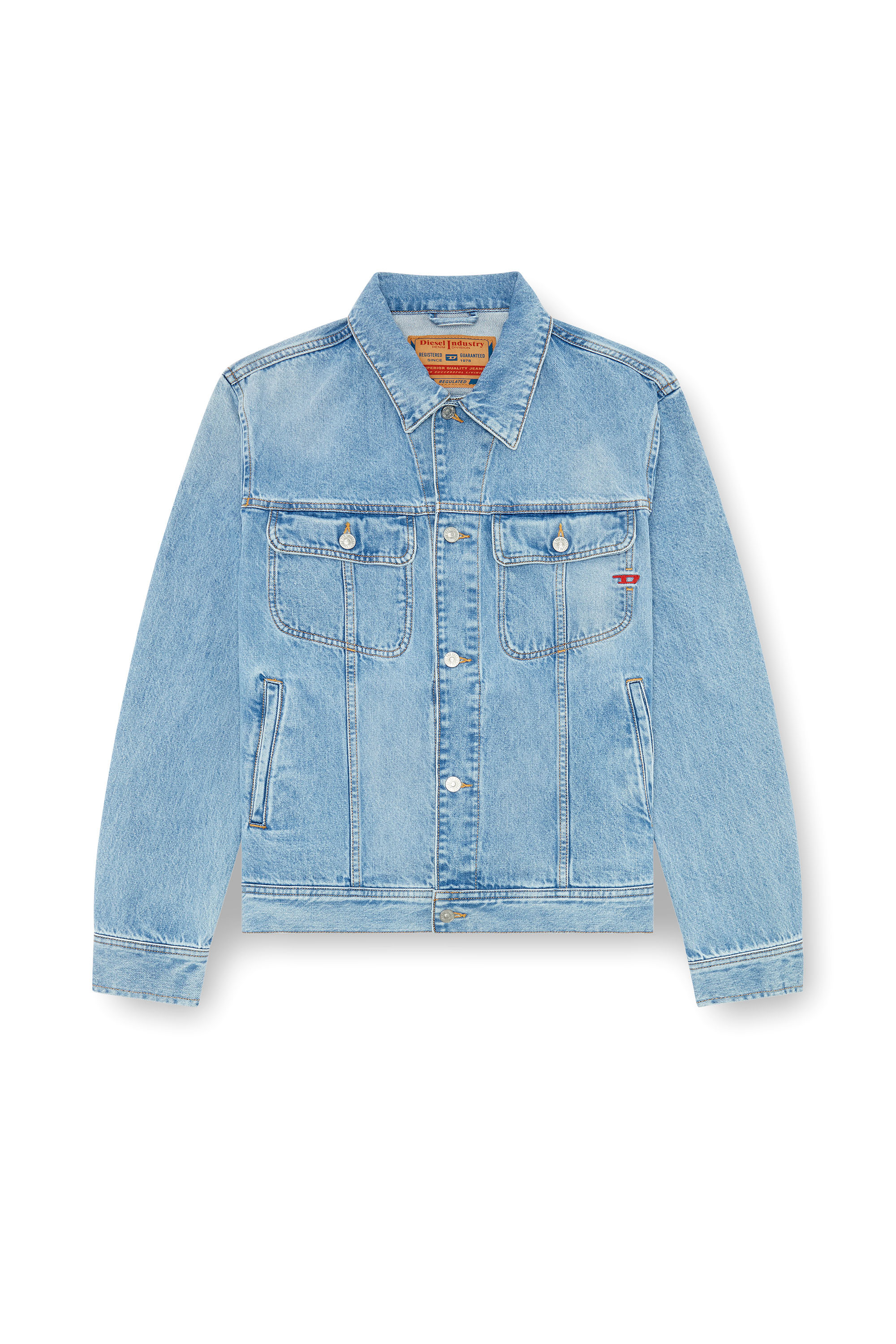 Diesel - D-BARCY, Man's Regular-fit trucker jacket in Light Blue - 3