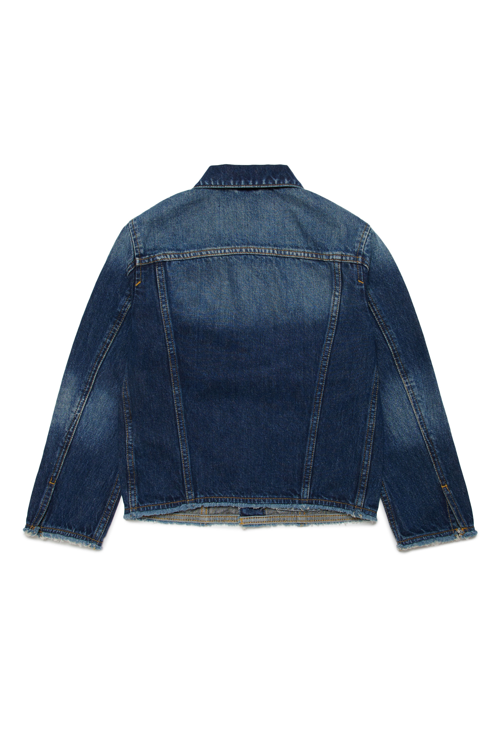 Diesel - JBARCY-J-S, Unisex Trucker jacket with frayed edges in Blue - Image 3