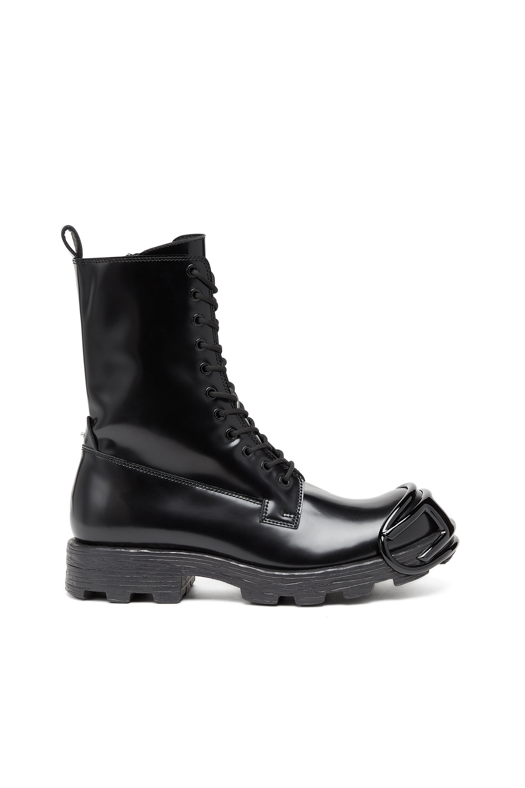 Diesel - D-HAMMER BT D, Homme D-Hammer-Bottes en cuir avec embout Oval D in Noir - Image 1