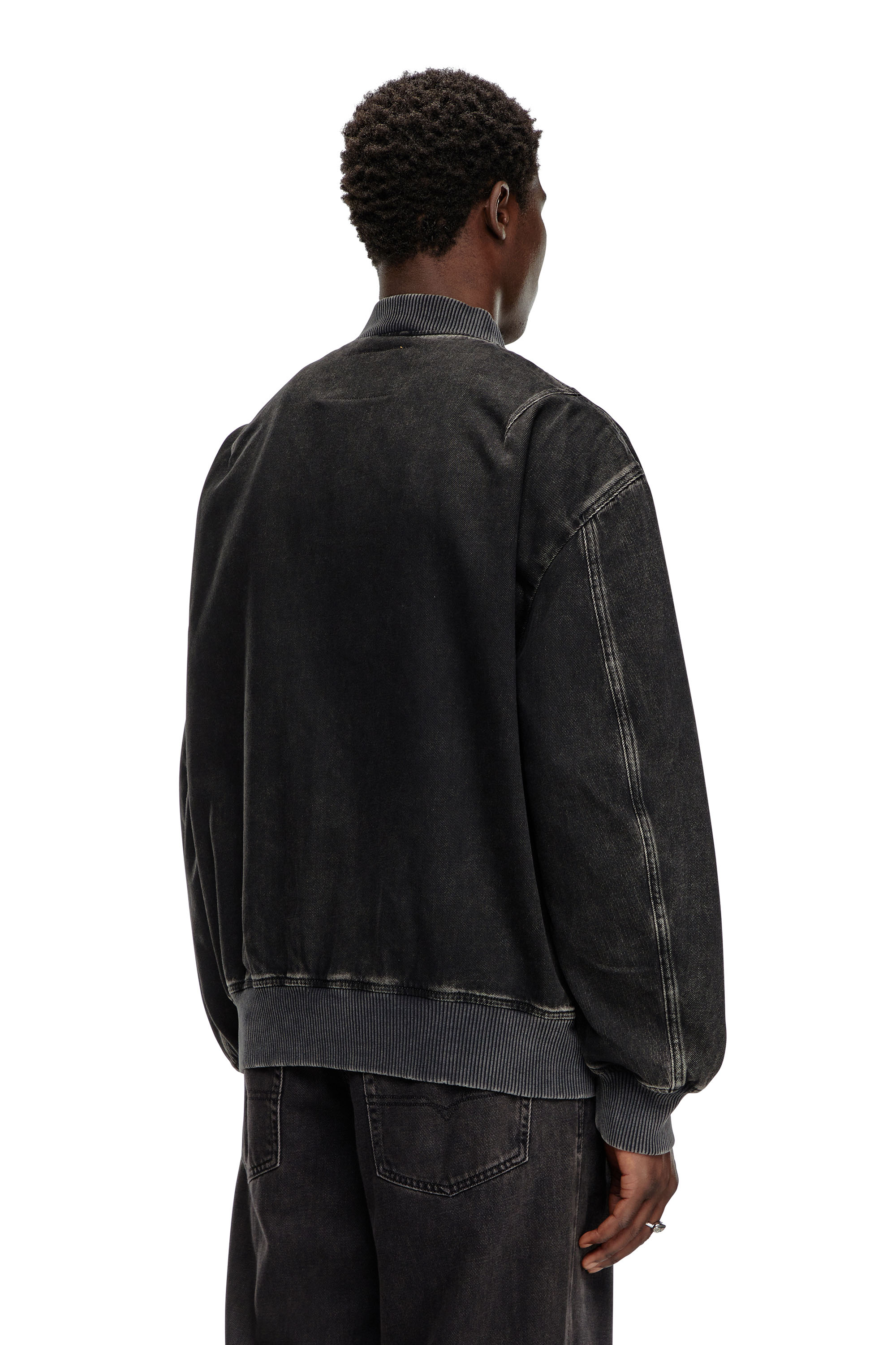 Diesel - D-VINZ, Man's Bomber jacket in clean-wash denim in Black - 4