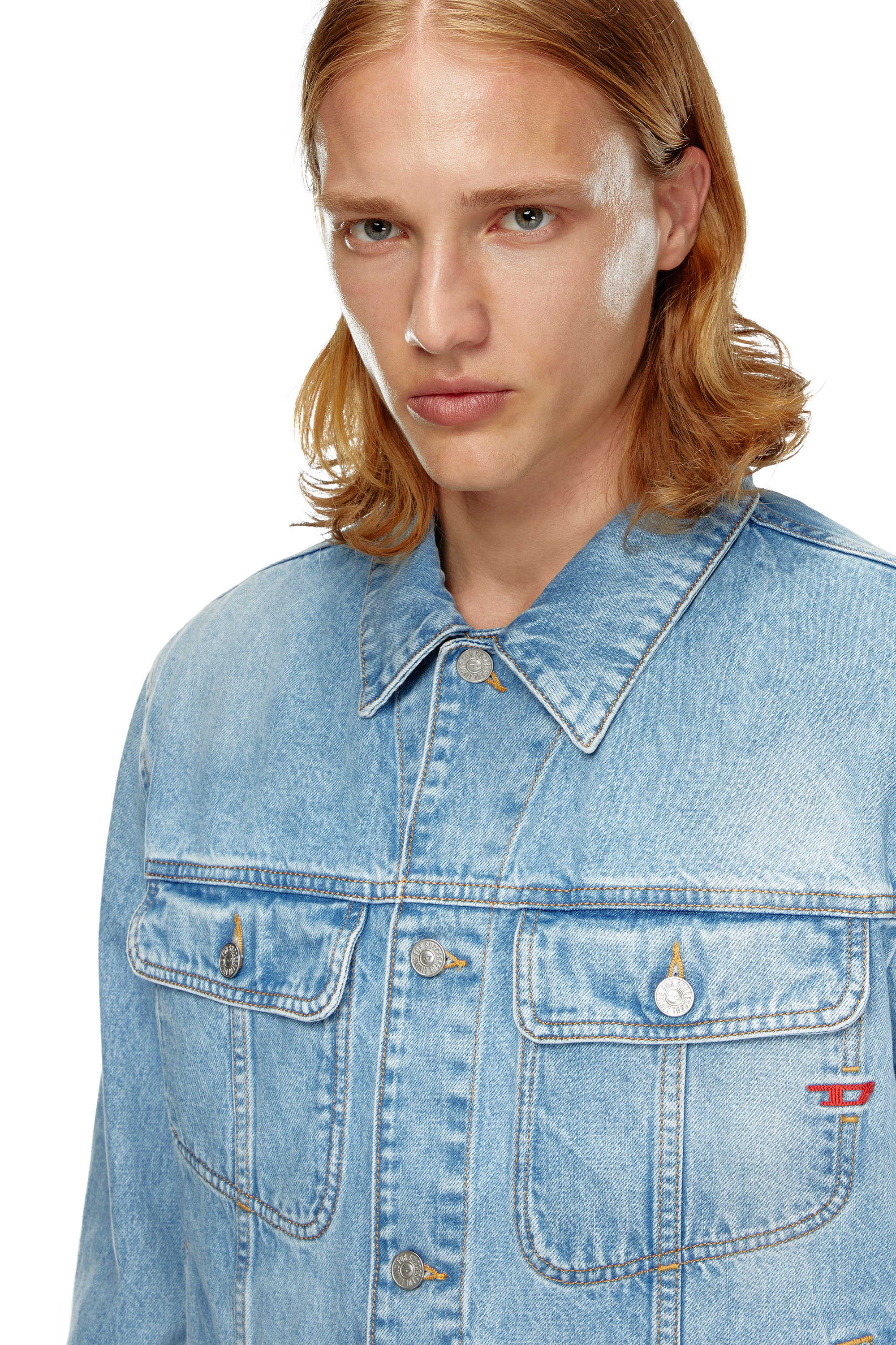 Diesel - D-BARCY, Man's Regular-fit trucker jacket in Light Blue - 5