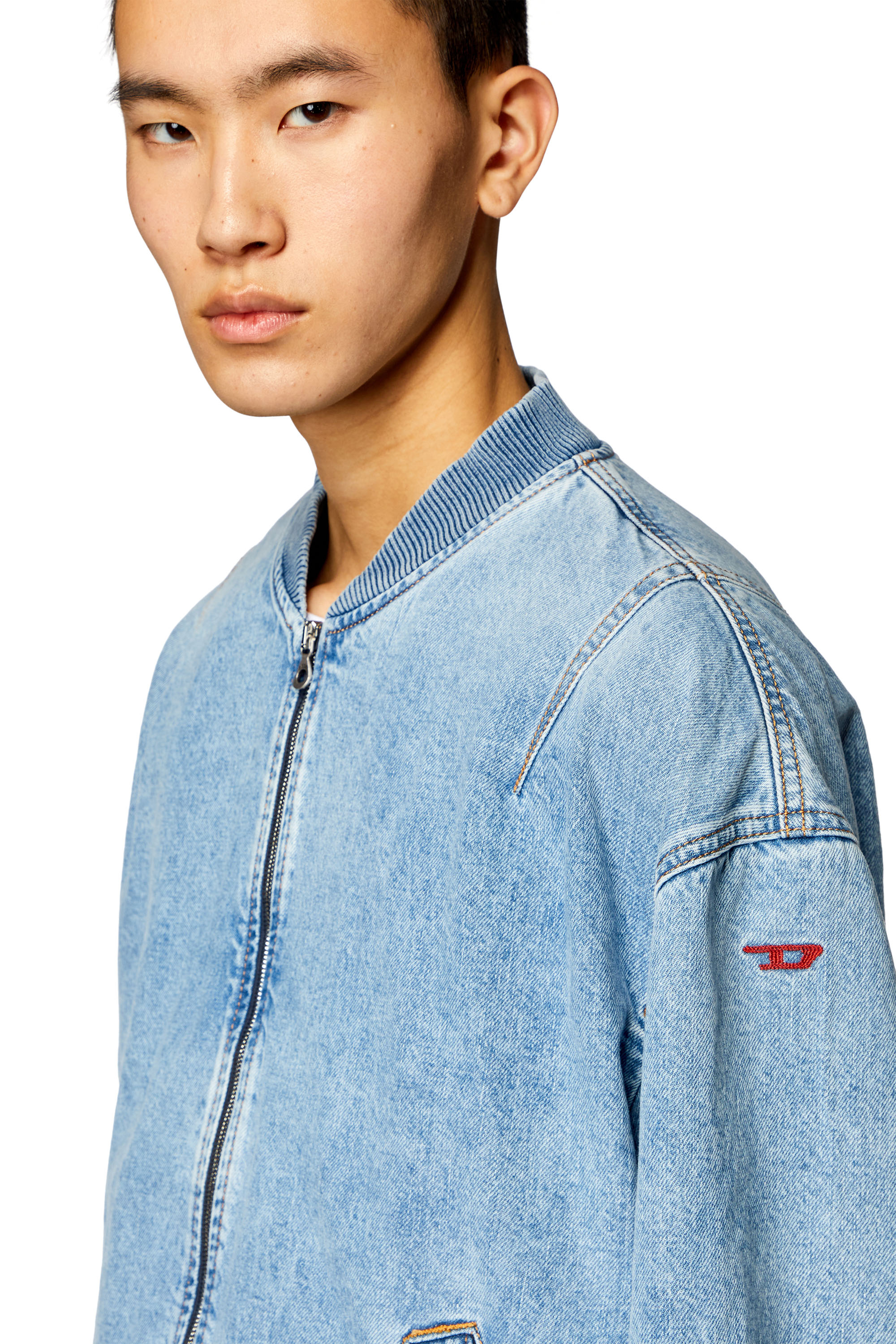 Diesel - D-VINZ, Man's Bomber jacket in denim in Light Blue - 5