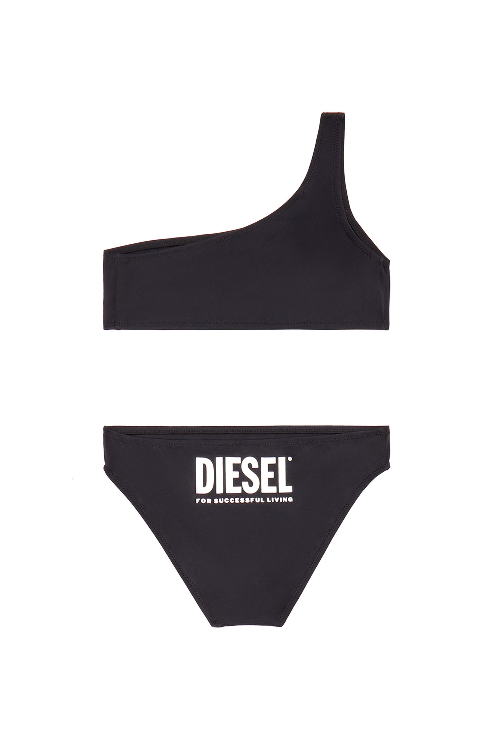 Diesel - MHOLDER, Femme Bikini asymétrique avec logos imprimés in Noir - Image 2
