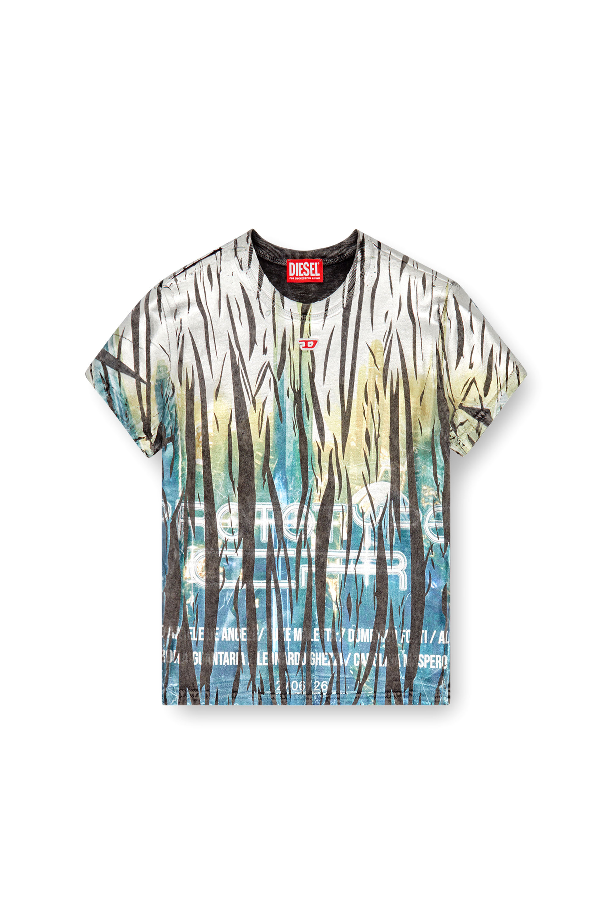 Diesel - T-UNCUTIE-LONG-FOIL, Femme T-shirt avec traitement froissé in Polychrome - Image 3