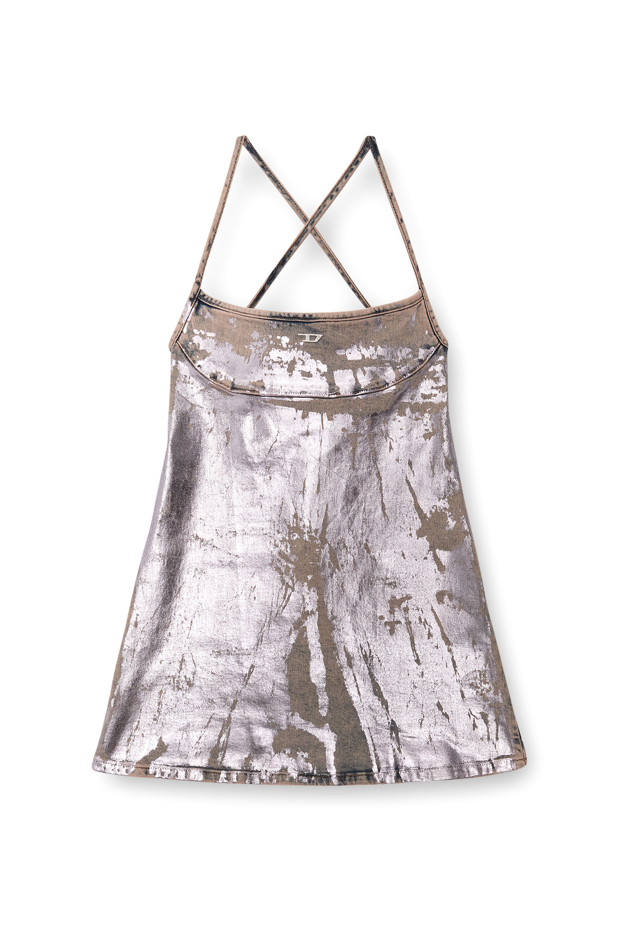 Diesel - DE-HELD-SHORT-S, Woman Strappy mini dress in pop-colour denim in Pink - Image 2