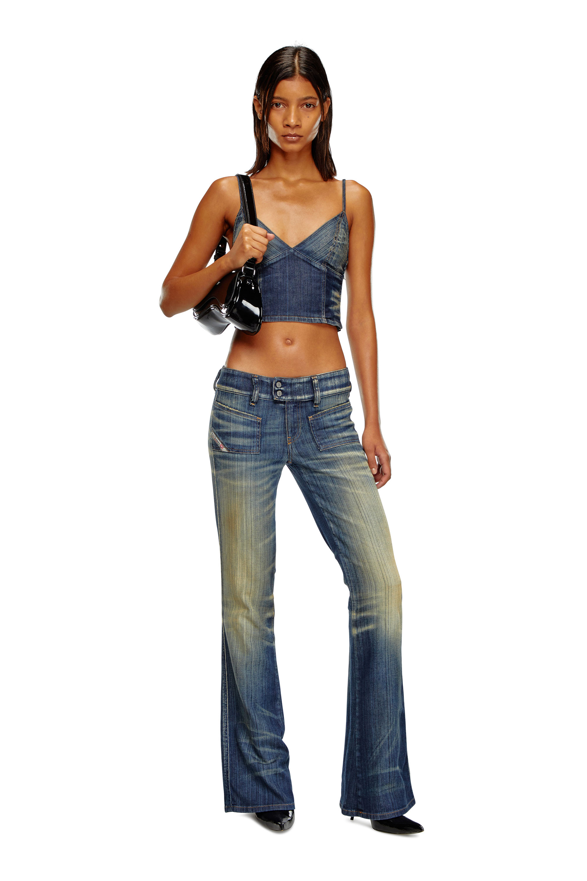 Diesel - DE-FULVY-TOP-D, Femme Top crop en denim strié in Bleu - Image 2