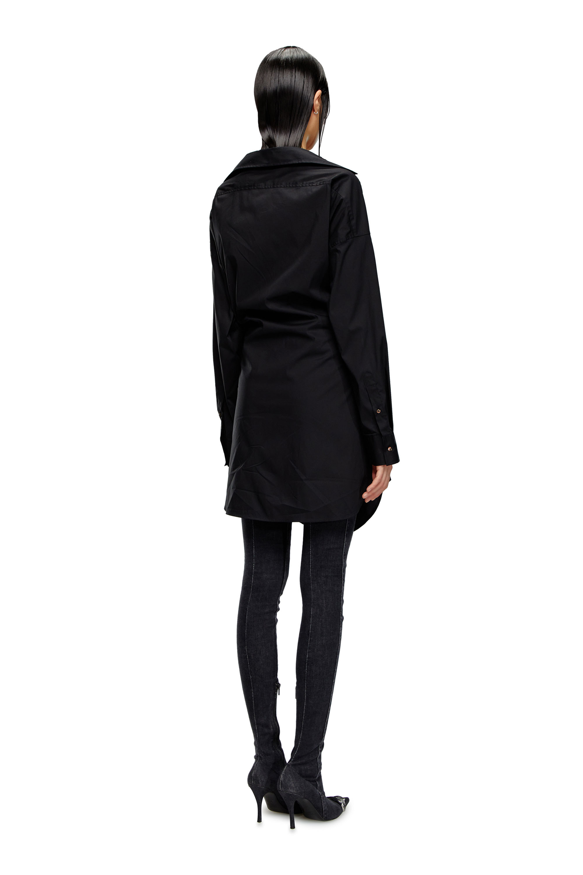 Diesel - D-SIZEN-N1, Femme Robe chemise courte en popeline stretch in Noir - Image 4