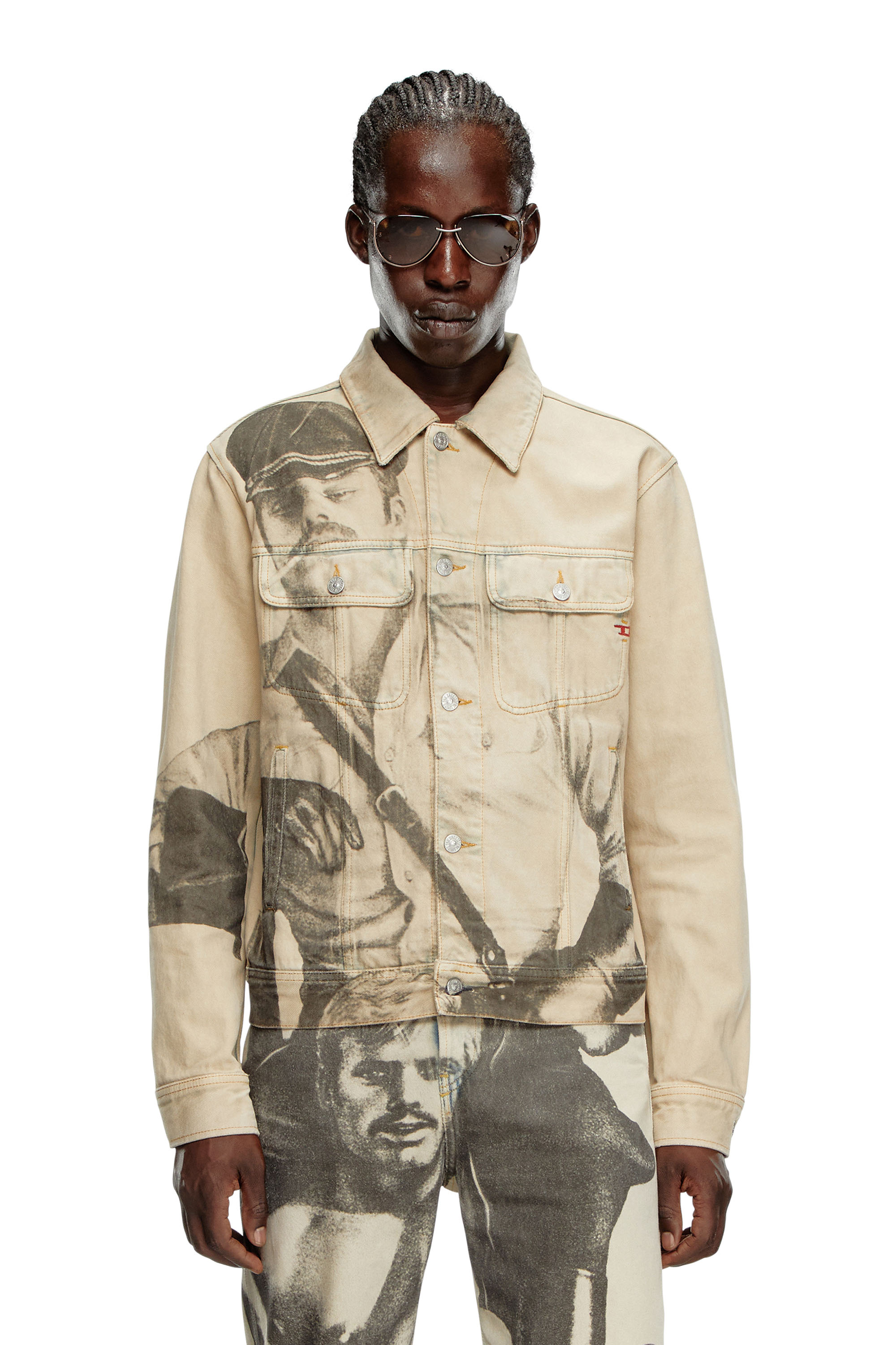 Diesel - PR-D-BARCY-TOF2, Unisex's Trucker jacket with digital print in Beige - 1