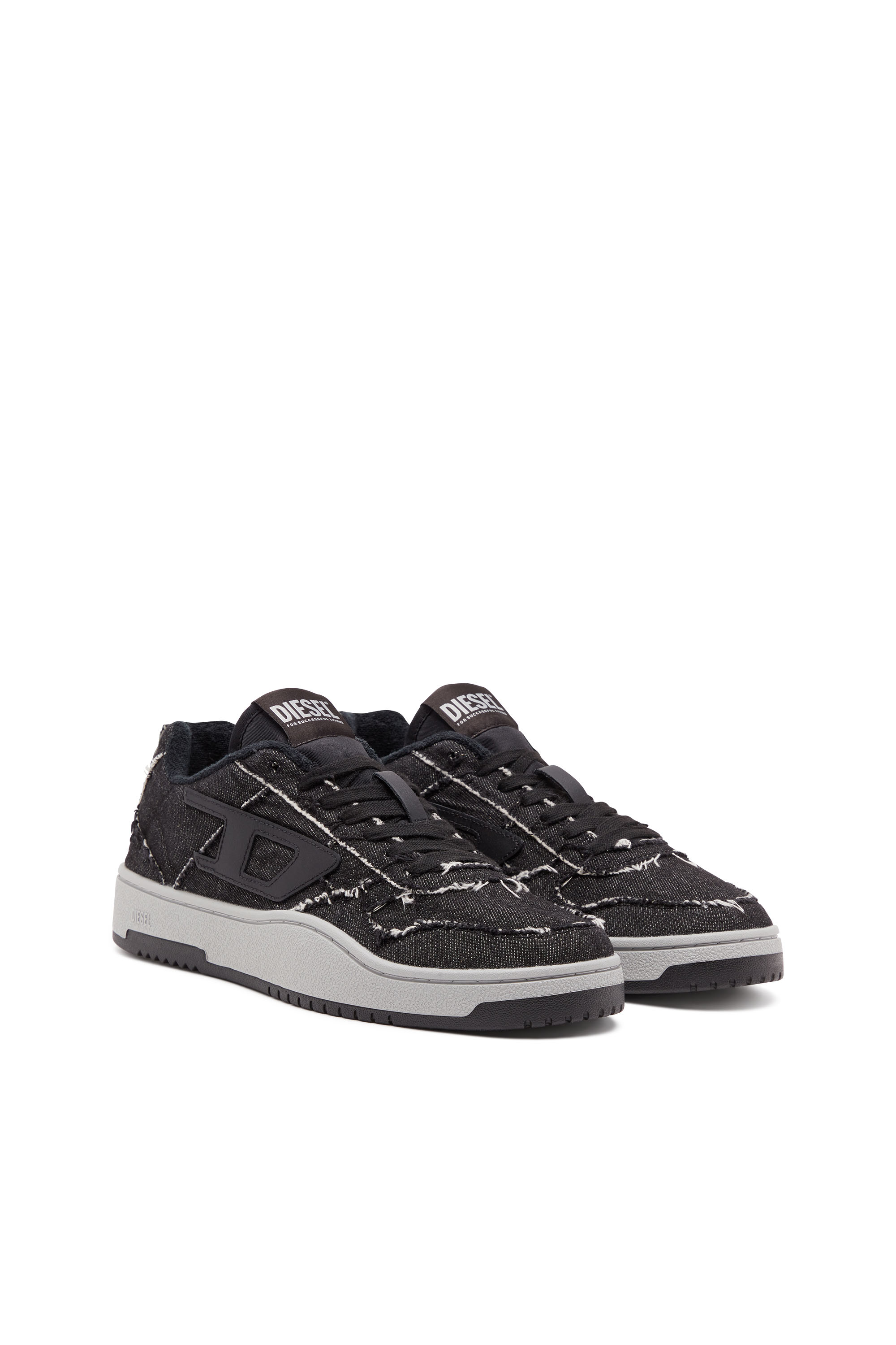 Diesel - S-UKIYO V2 LOW, Man S-Ukiyo Low-Low-top sneakers in frayed denim in Black - Image 2