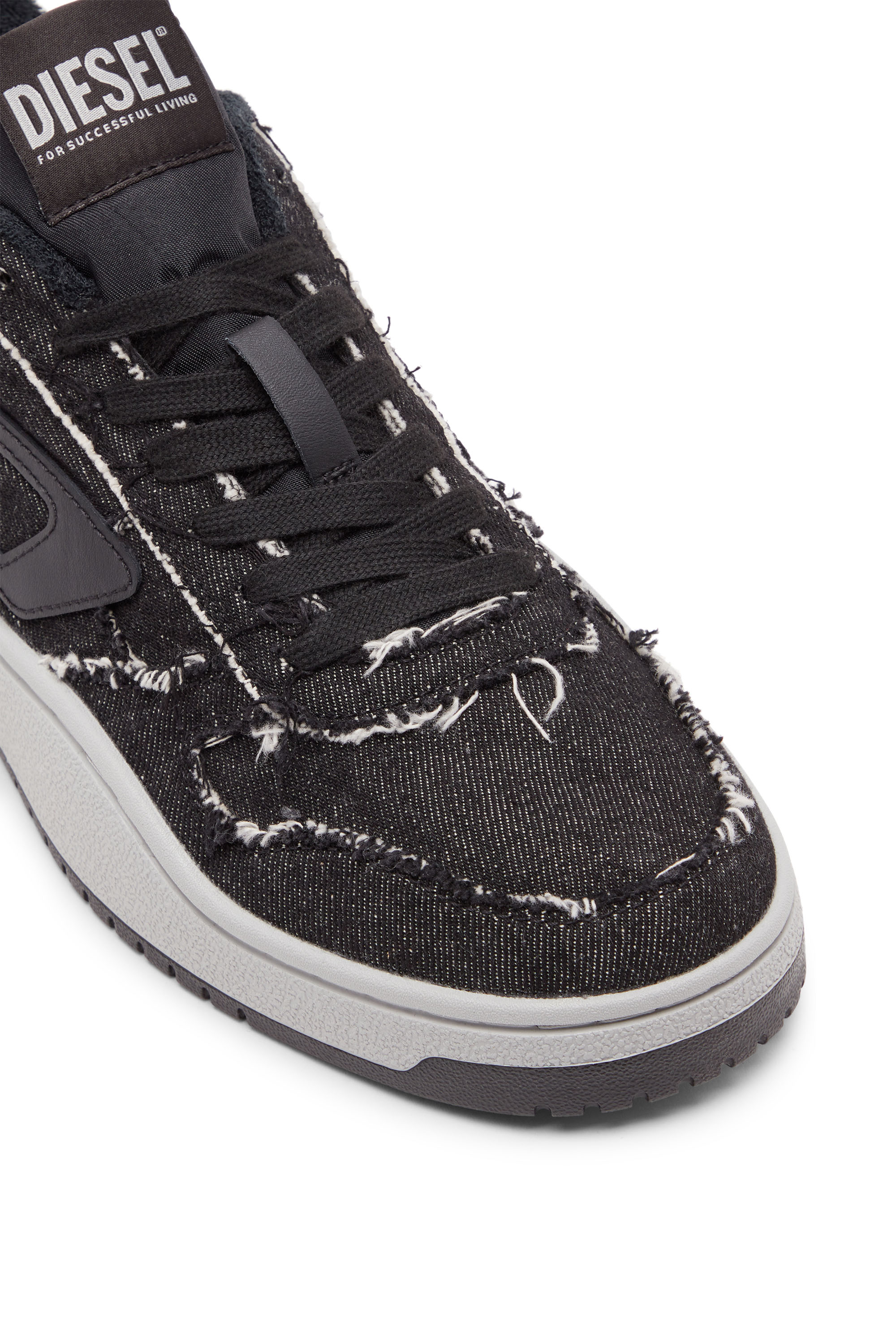 Diesel - S-UKIYO V2 LOW, Man S-Ukiyo Low-Low-top sneakers in frayed denim in Black - Image 6