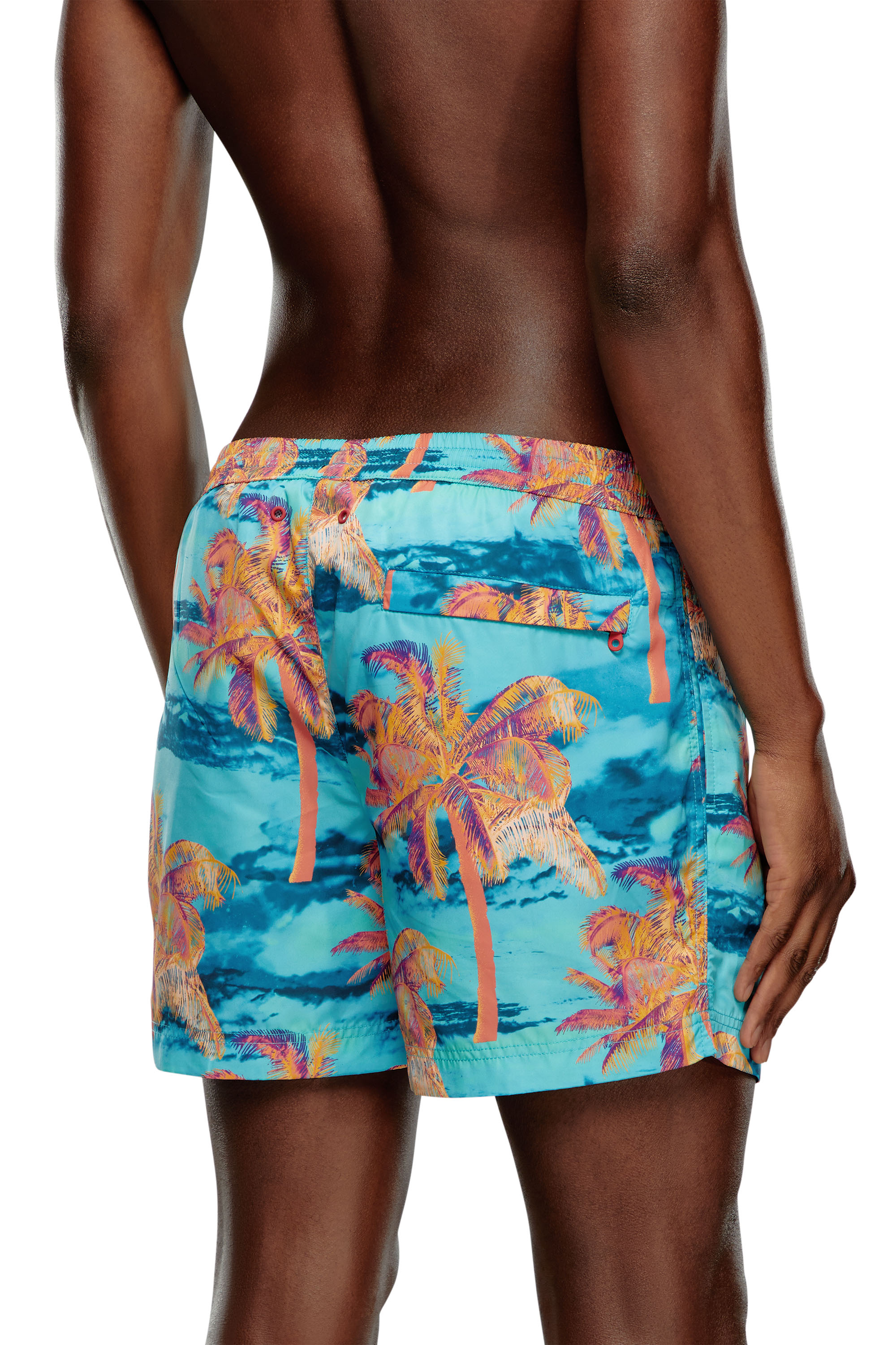 Diesel - BMBX-KEN-37-ZIP, Man Mid-length printed swim shorts in Blue - Image 3