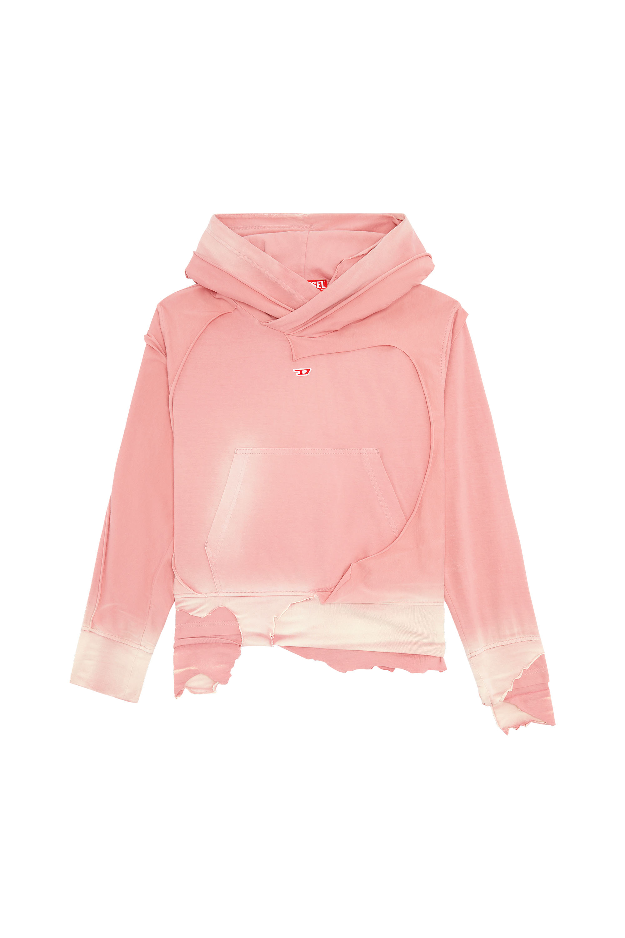 Diesel - F-MAITE, Woman Hoodie with destroyed peel-off effect in Pink - Image 3