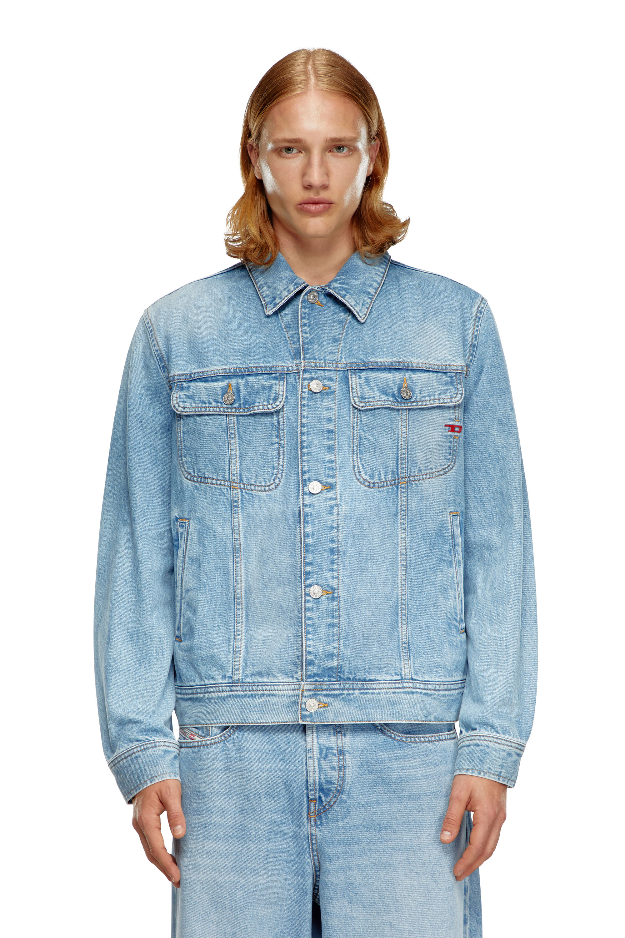 Diesel - D-BARCY, Man's Regular-fit trucker jacket in Light Blue - 6