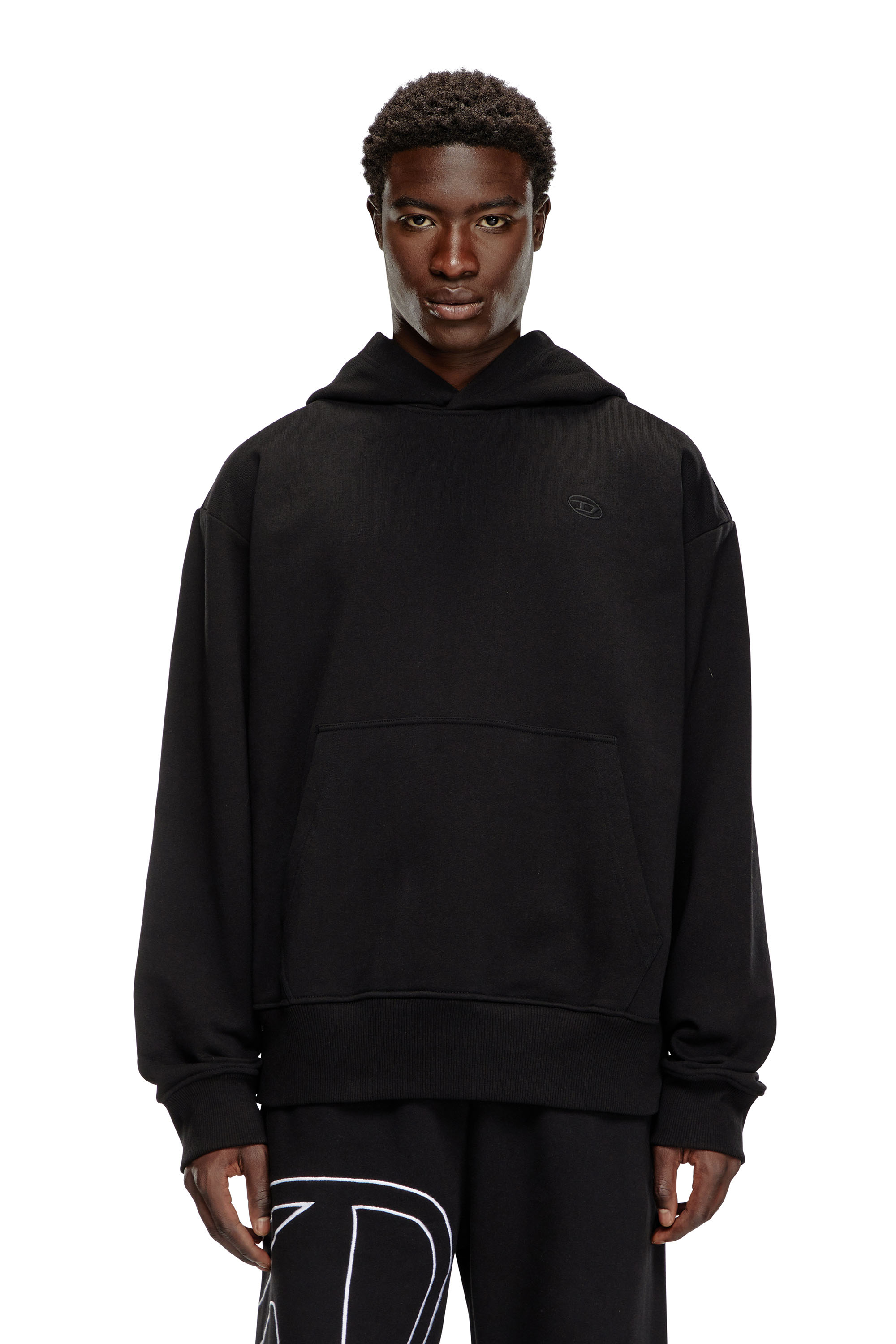 Diesel - S-MACS-HOOD-MEGOVAL-D, Man's Hoodie with logo embroidery in Black - 4