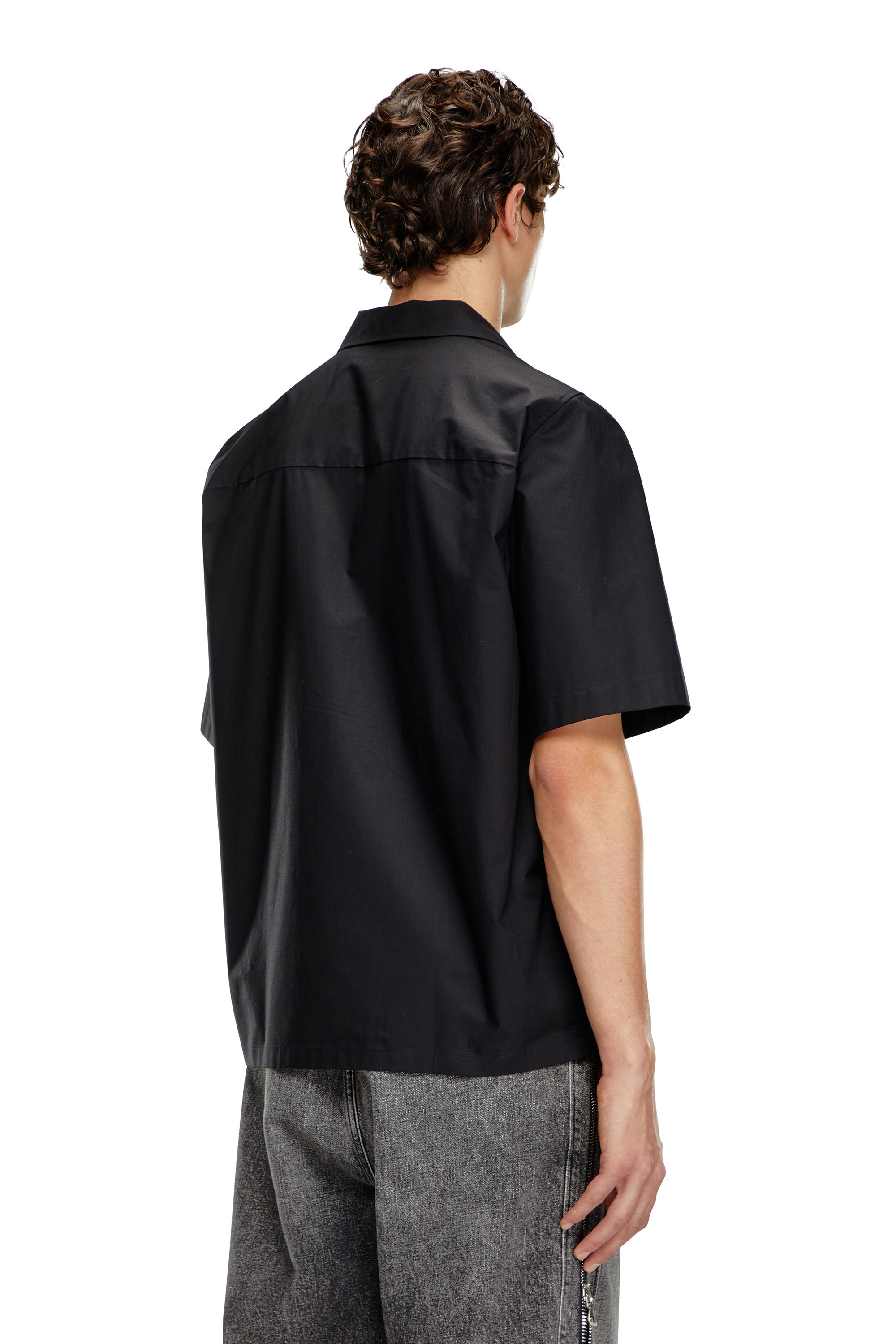 Diesel - S-MAC-C, Man's Bowling shirt with logo embroidery in Black - 4