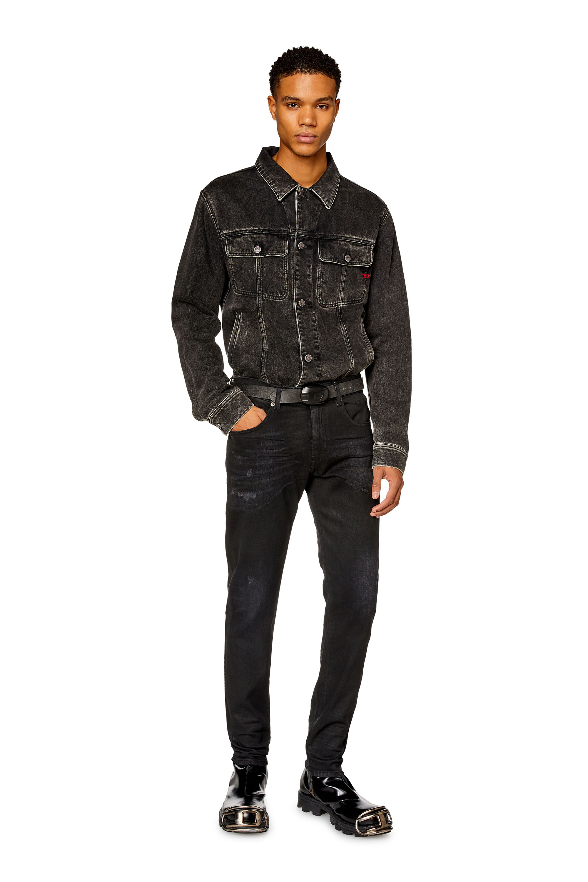 Diesel - Homme Slim Jeans 2019 D-Strukt 09I19, Noir/Gris foncé - Image 2
