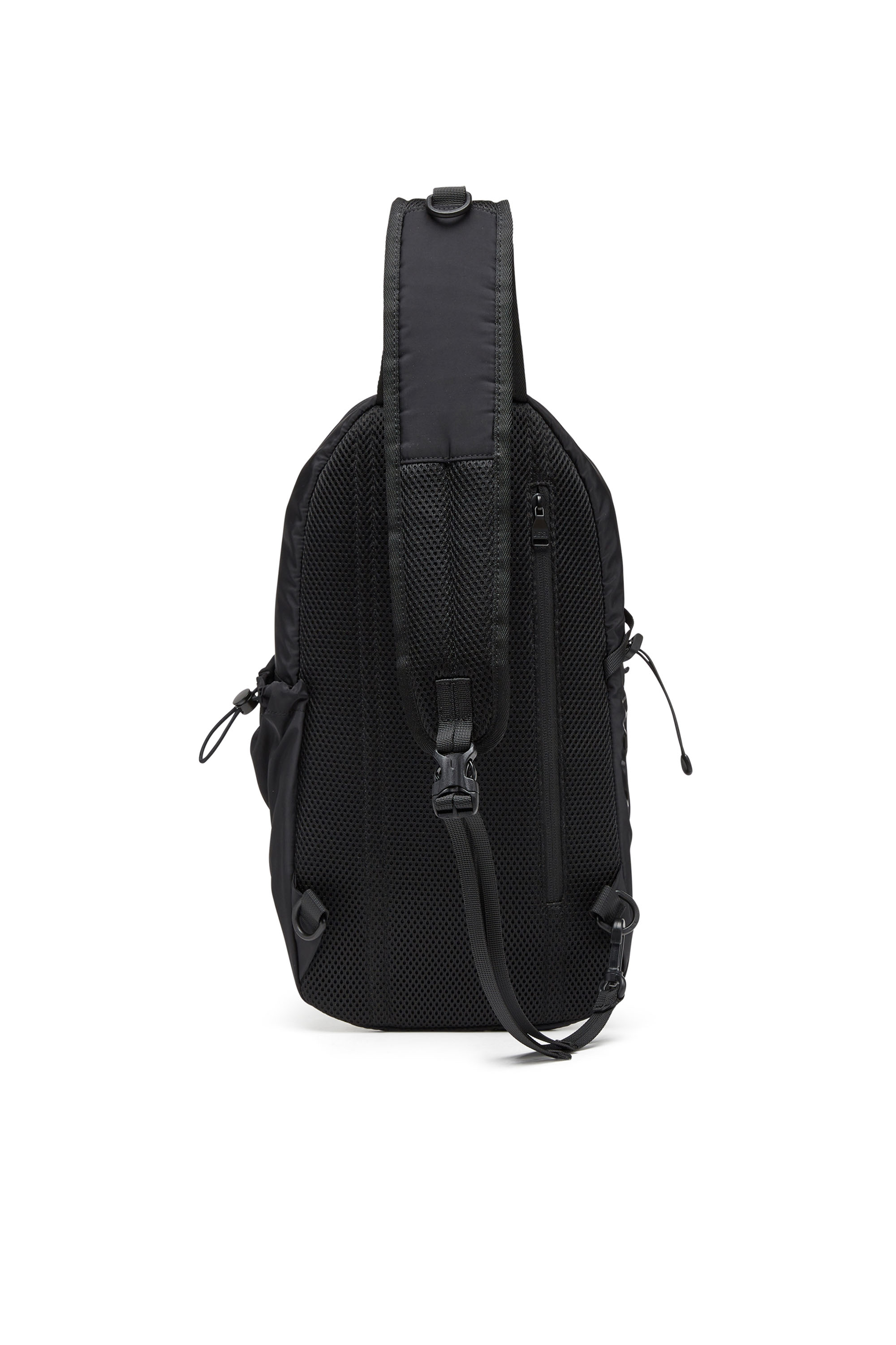 Diesel - DRAPE SLING BAG, Homme Drape-Sac à dos en nylon avec logo ton sur ton in Noir - Image 2