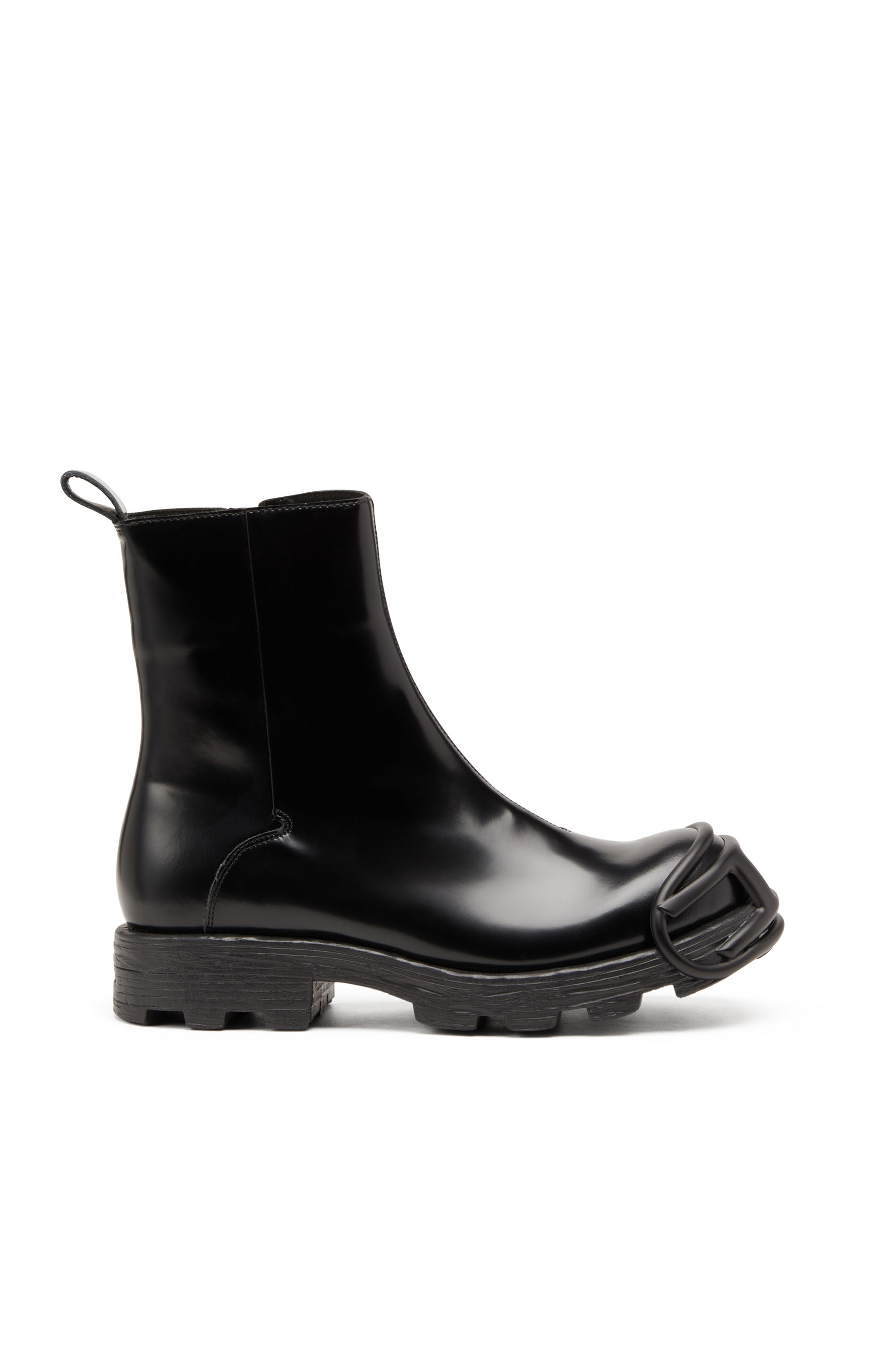 Diesel - D-HAMMER BT ZIP D, Homme D-Hammer-Bottines Chelsea en cuir avec embout Oval D in Noir - Image 1