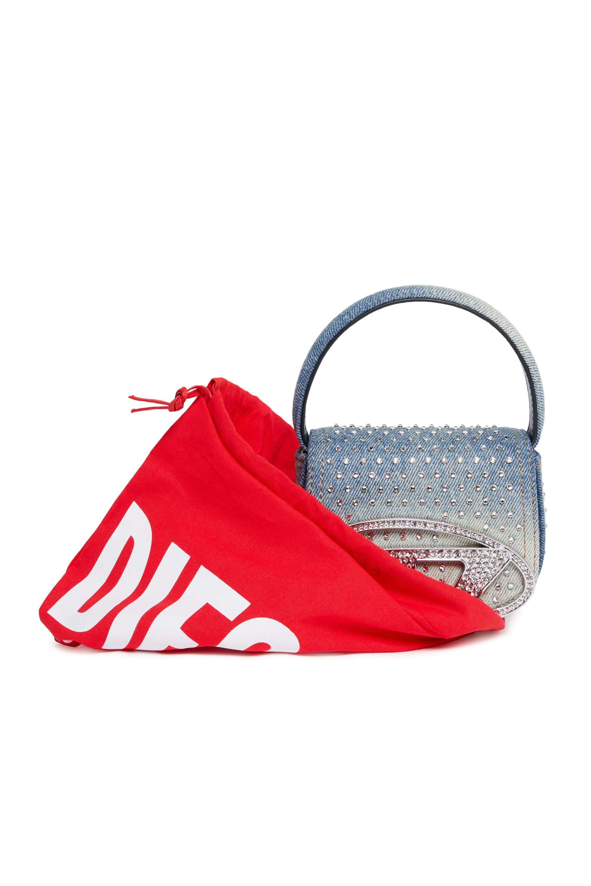 Diesel - 1DR XS, Woman Iconic mini bag in denim and crystals in Blue - Image 5