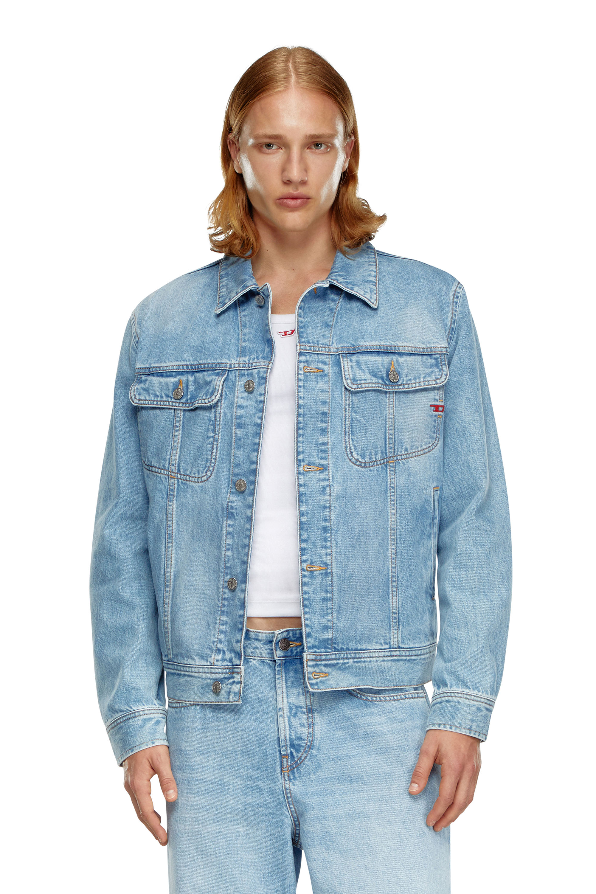 Diesel - D-BARCY, Man's Regular-fit trucker jacket in Light Blue - 1