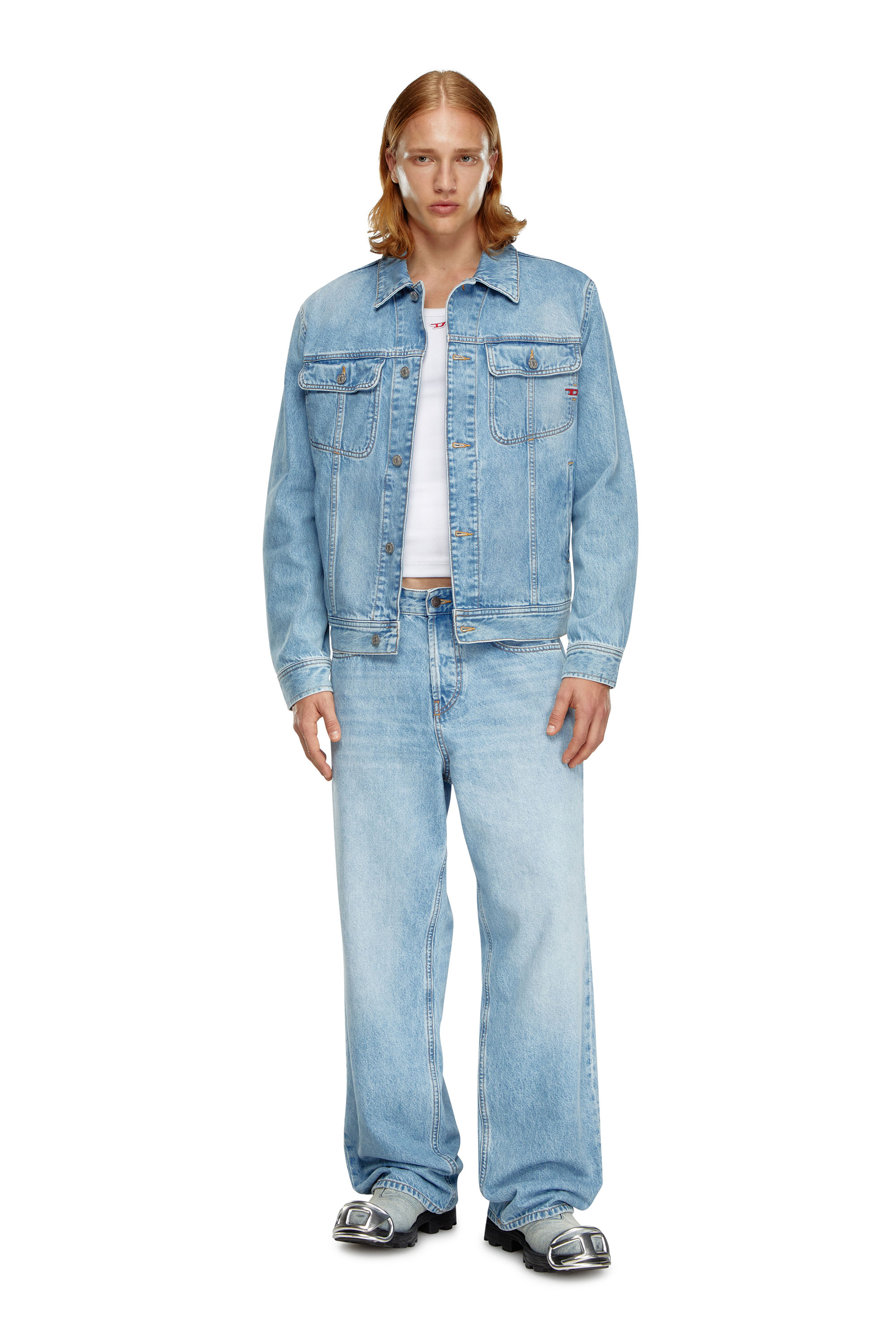 Diesel - D-BARCY, Man's Regular-fit trucker jacket in Light Blue - 2