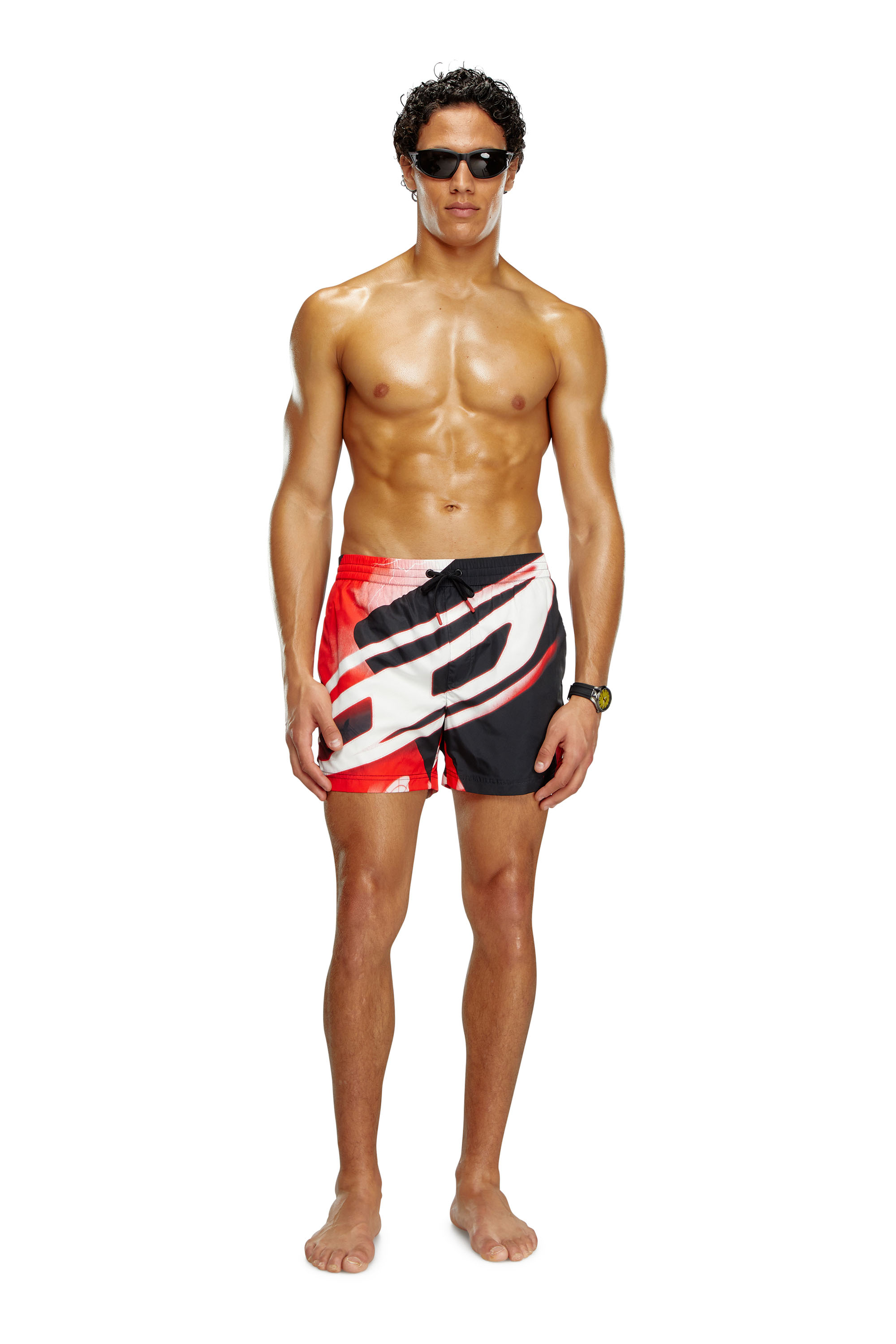 Diesel - BMBX-KEN-37, Man Mid-length swim shorts with Oval D print in Multicolor - Image 1