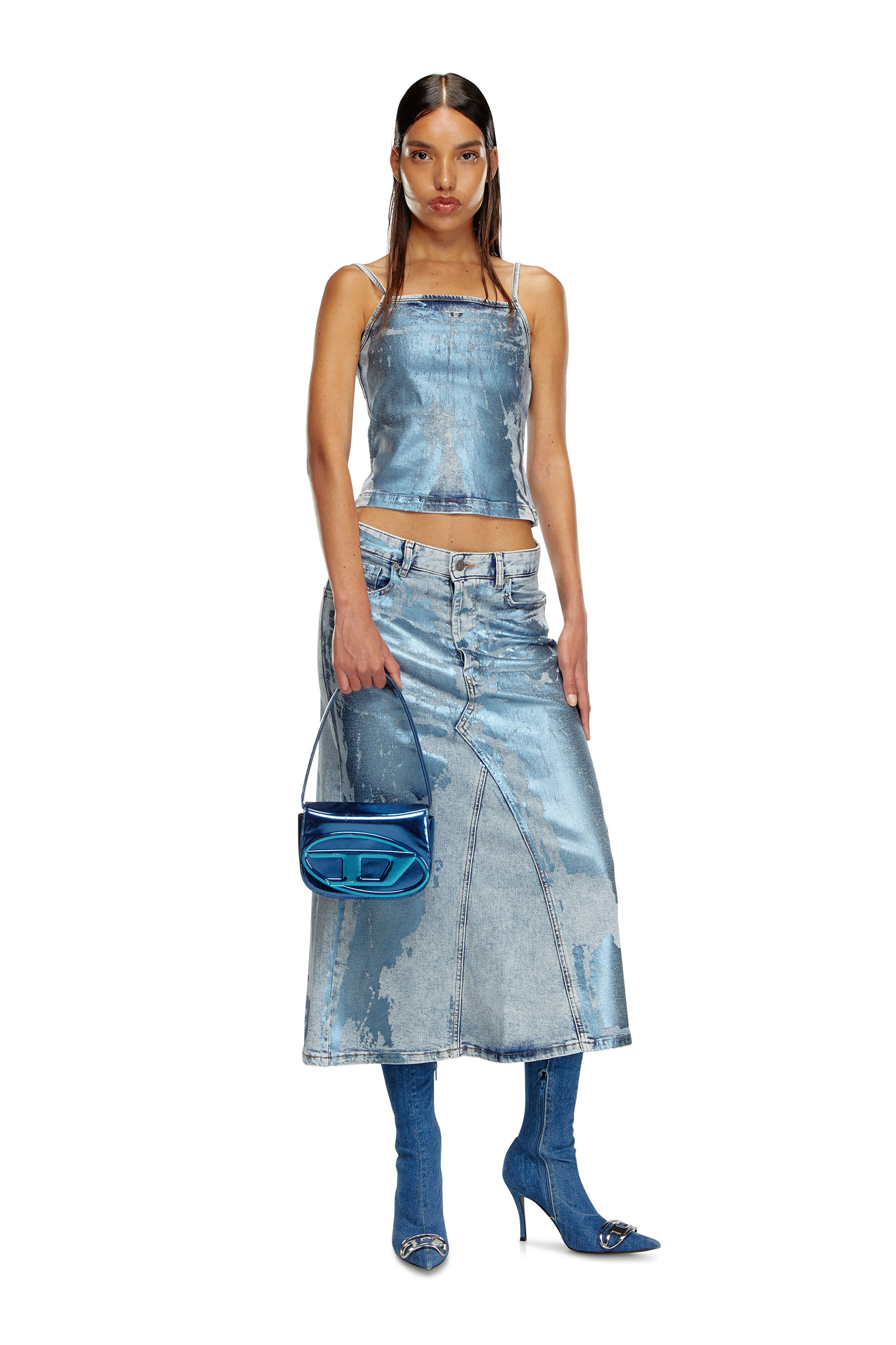 Diesel - 1DR, Femme 1DR-Sac iconique à bandoulière en cuir effet miroir in Bleu - Image 6